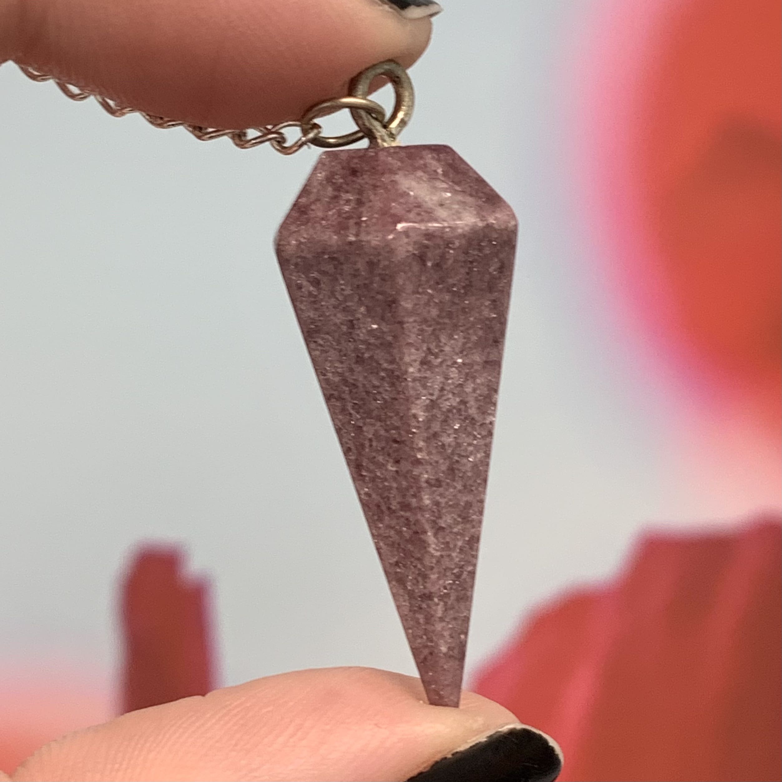 Lepidolite pendulum - soft pink - healing crystal - Image 2
