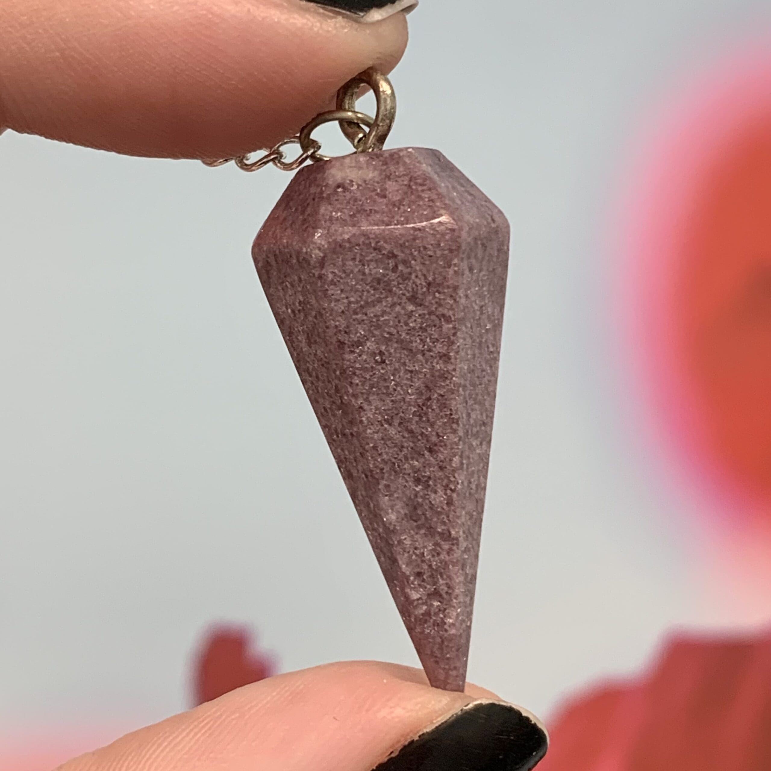 Lepidolite pendulum - soft pink - healing crystal