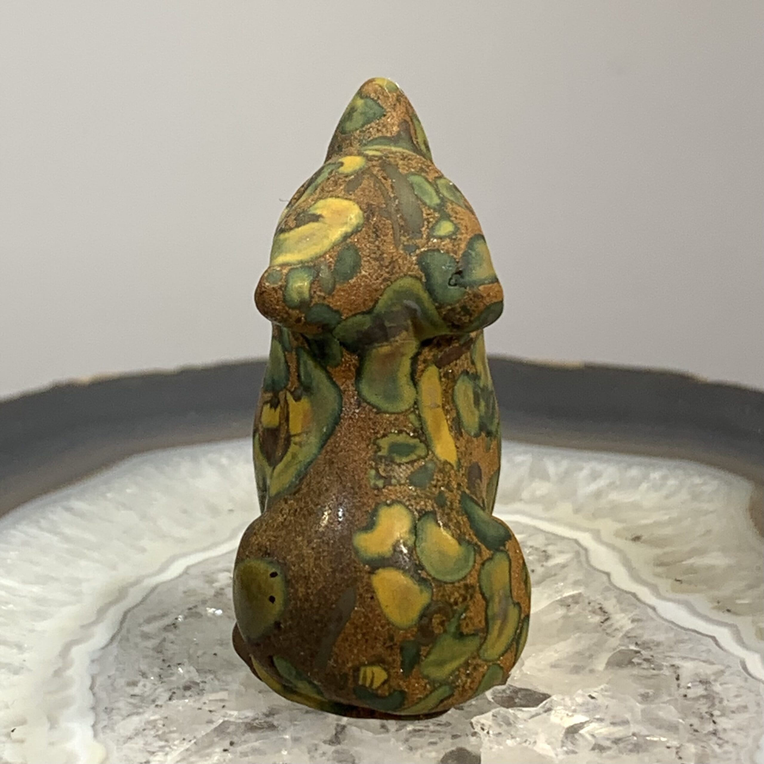 Jasper (Banana) wolf cub howling stone carving healing crystal - Image 4