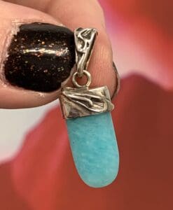 Amazonite 'lily' design set pendant for necklace healing crystal