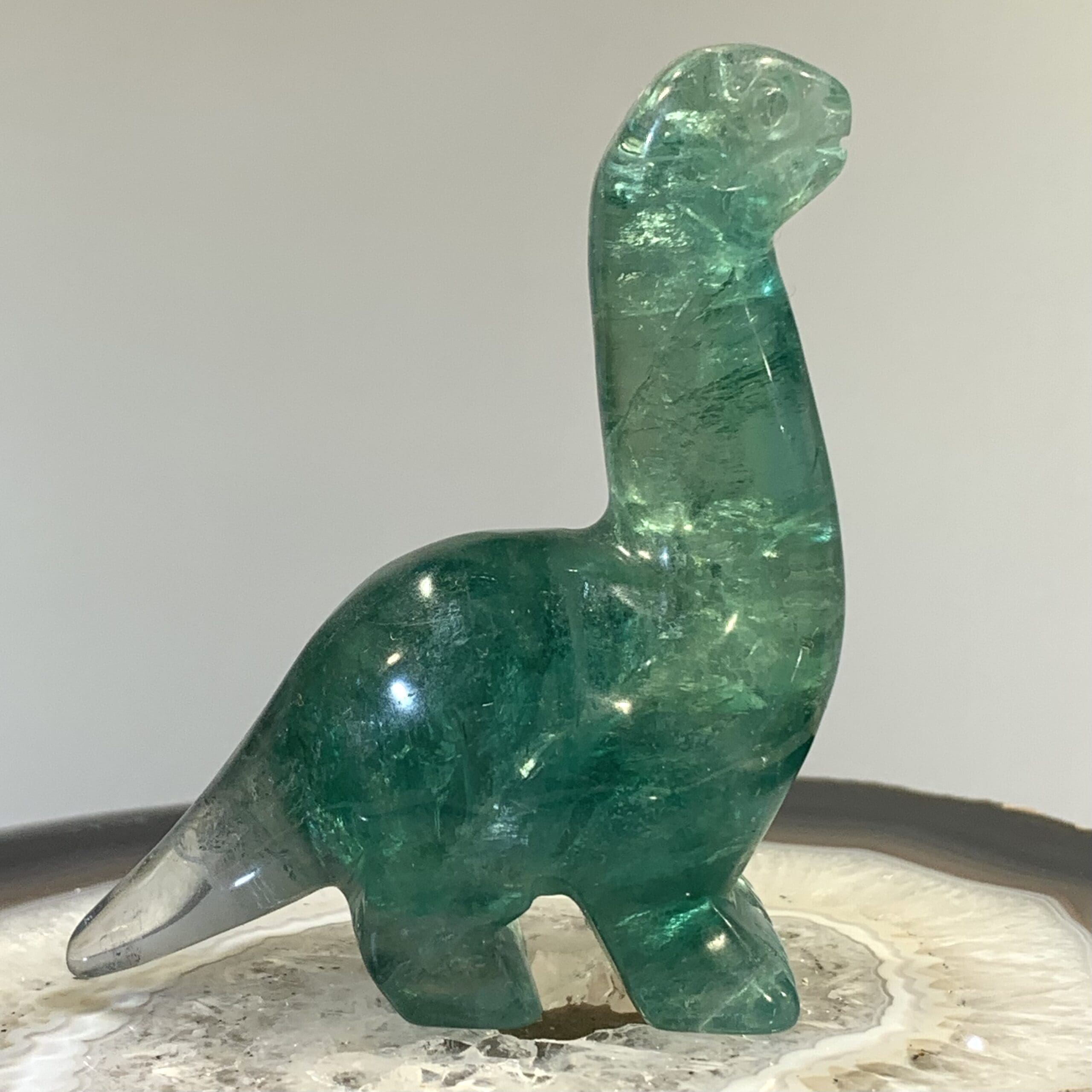 Fluorite (animal carving) standing brontosaurus dinosaur, healing crystal - Image 2