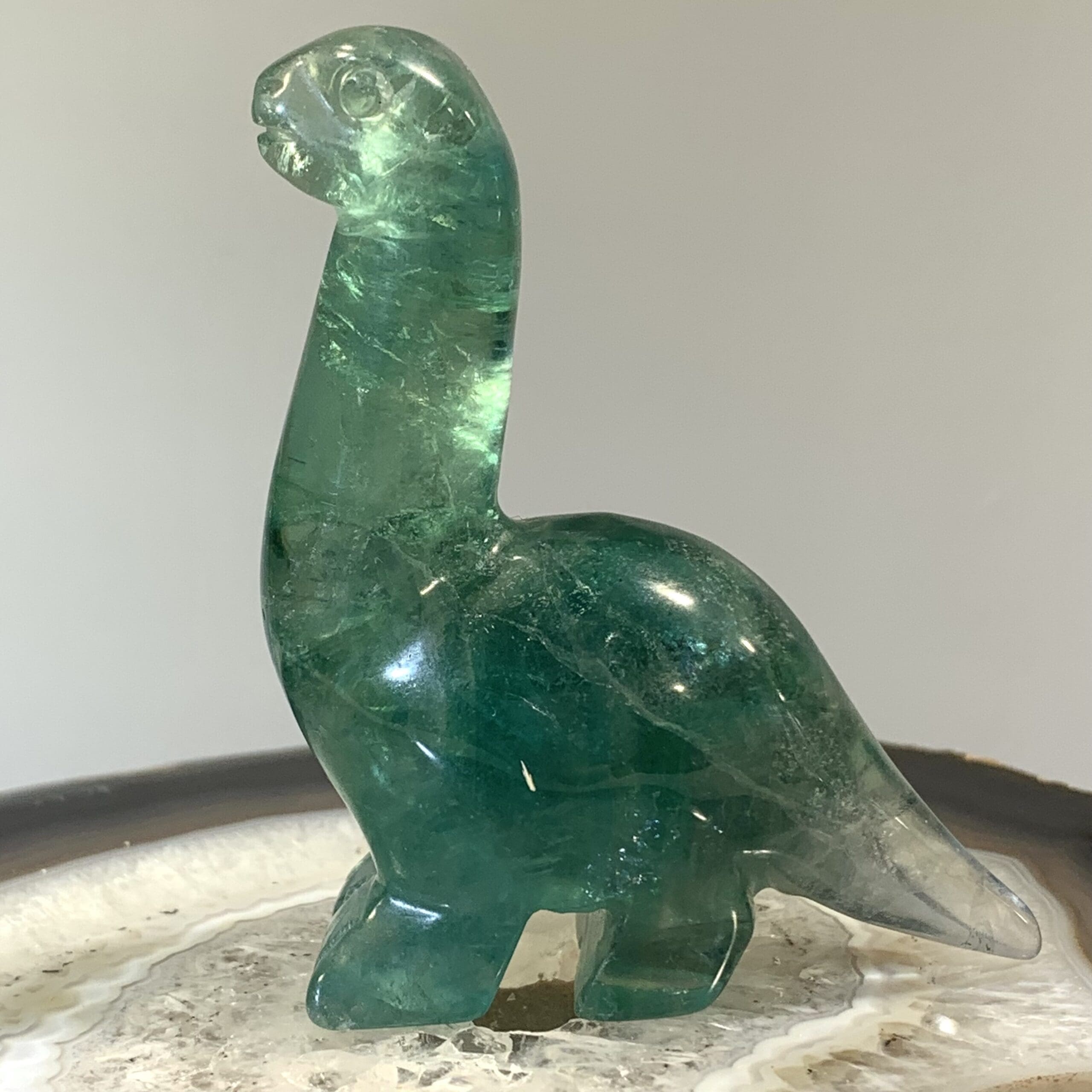 Fluorite (animal carving) standing brontosaurus dinosaur, healing crystal - Image 3