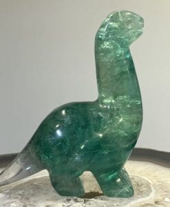 Fluorite (animal carving) standing brontosaurus dinosaur, healing crystal