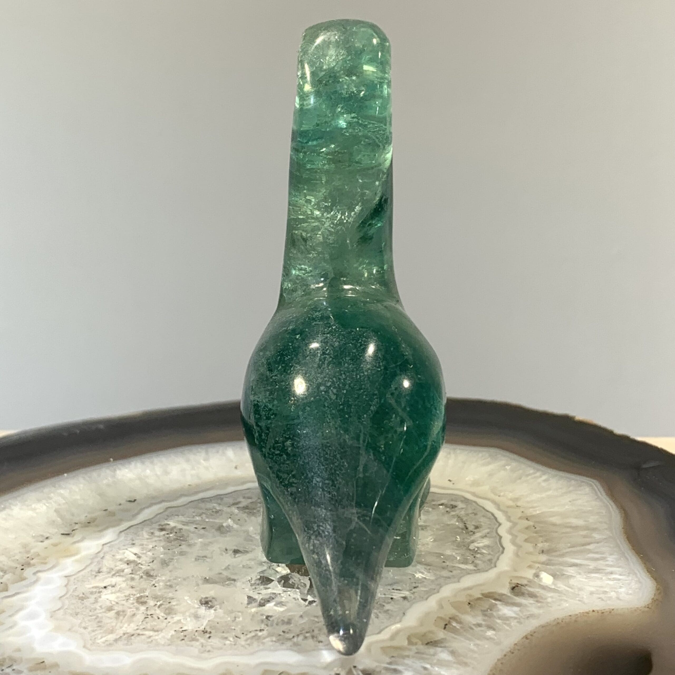 Fluorite (animal carving) standing brontosaurus dinosaur, healing crystal - Image 4