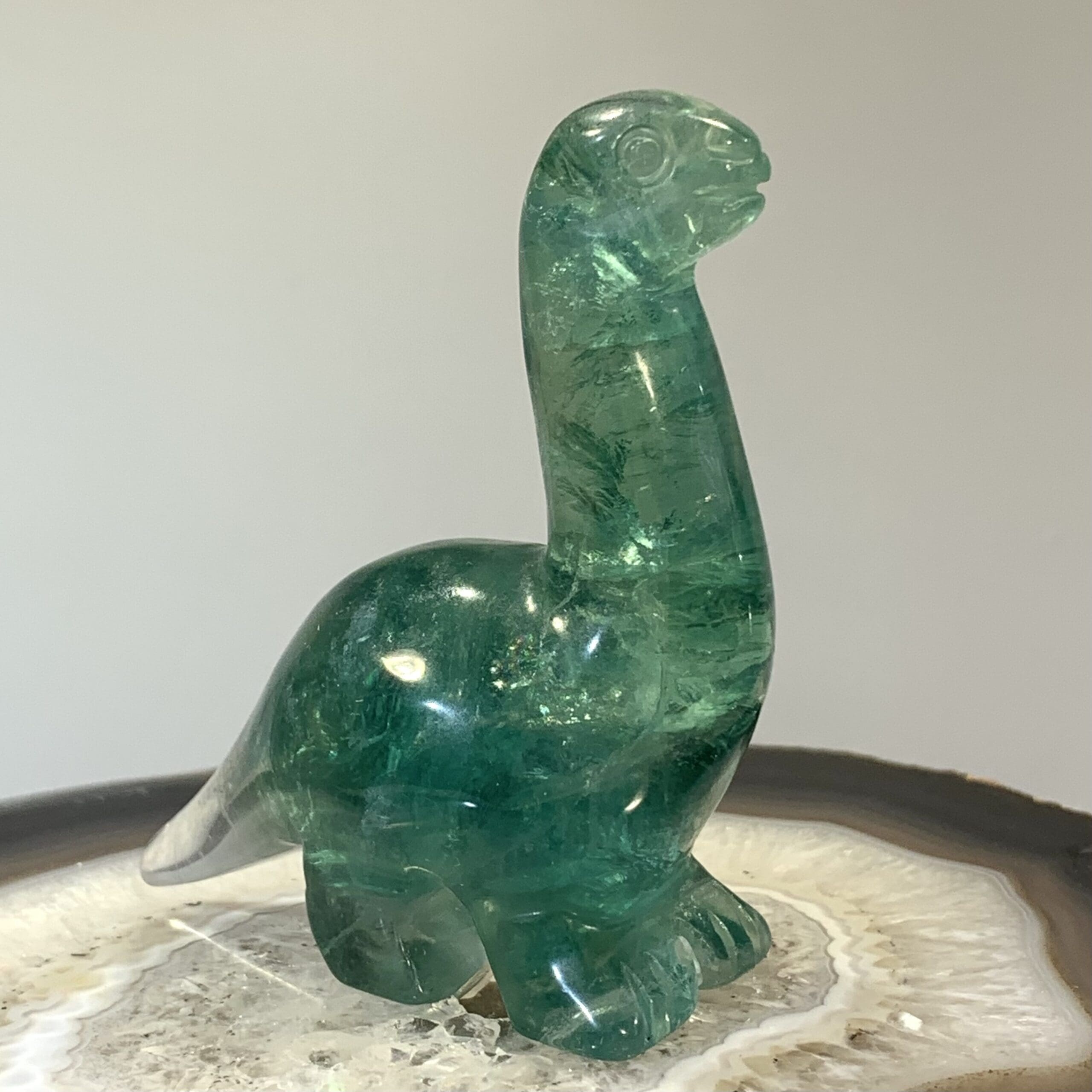 Fluorite (animal carving) standing brontosaurus dinosaur, healing crystal - Image 6