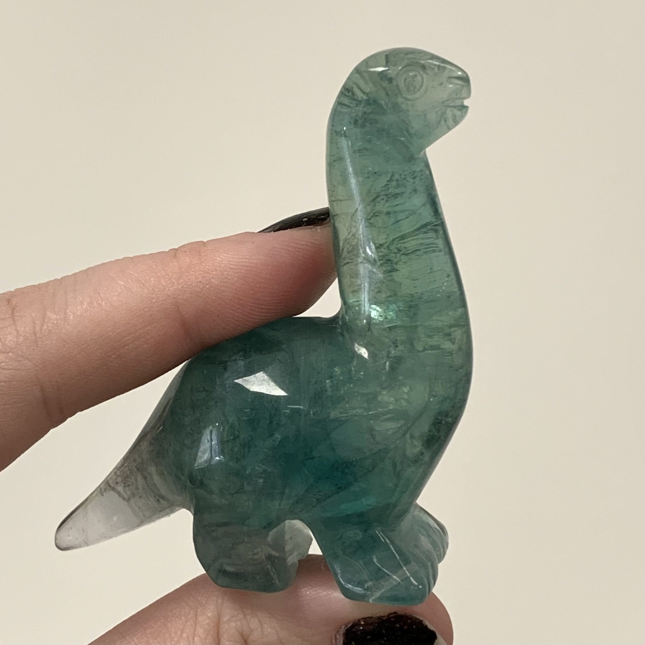 Fluorite (animal carving) standing brontosaurus dinosaur, healing crystal - Image 7