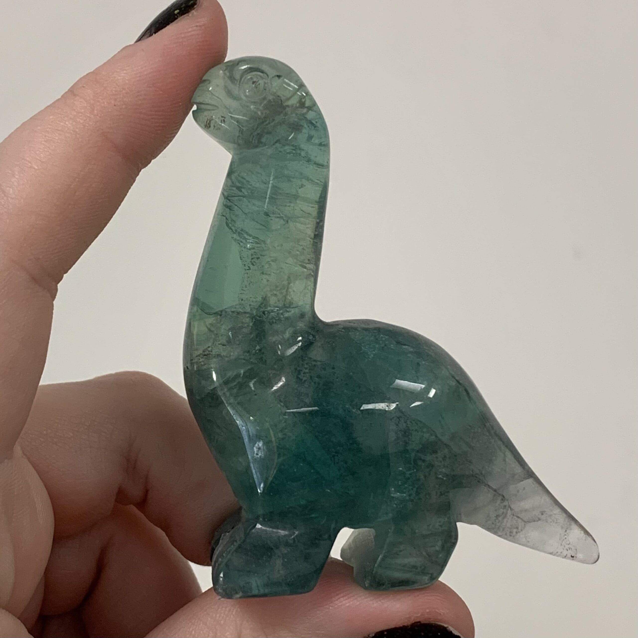 Fluorite (animal carving) standing brontosaurus dinosaur, healing crystal - Image 8