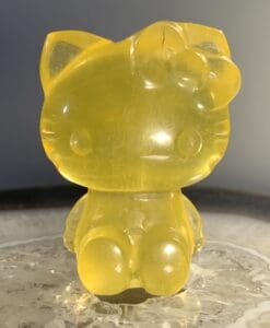 Fluorite (yellow) standing Hello Kitty figurine great color healing crystal
