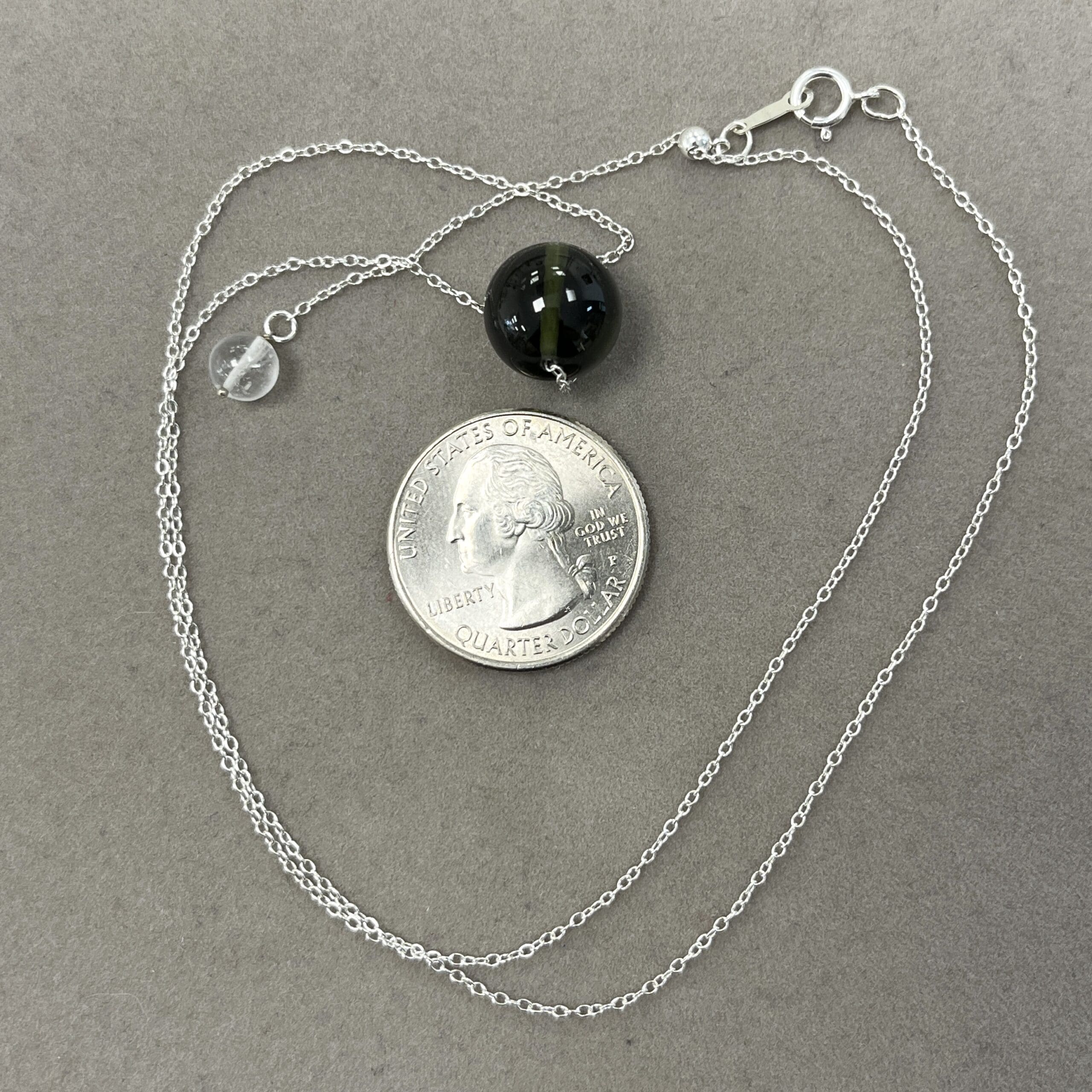 Moldavite (bead J) necklace w/ Quartz (3.8g), healing crystal - Image 4