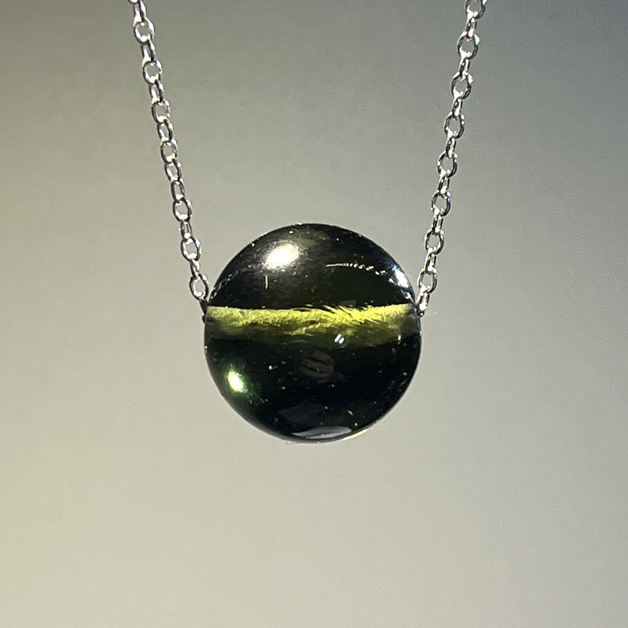 Moldavite (bead J) necklace w/ Quartz (3.8g), healing crystal