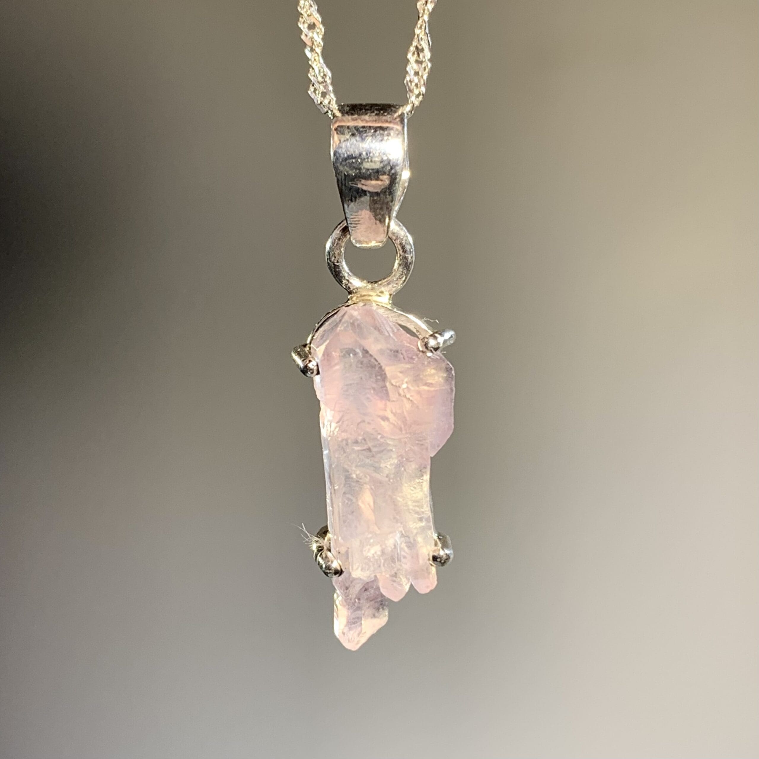 Rose Quartz natural double terminated floater pendant healing crystal - Image 2