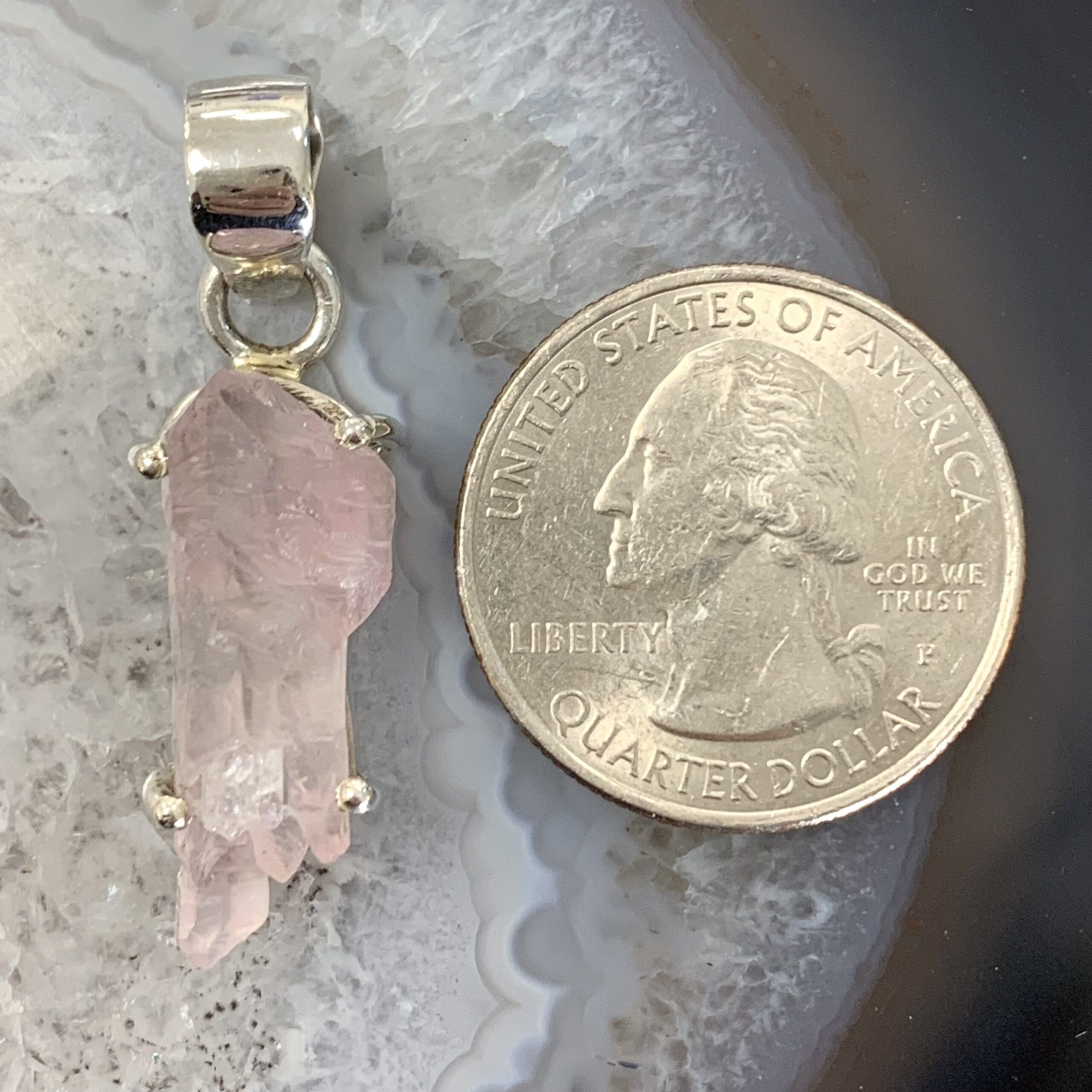 Rose Quartz natural double terminated floater pendant healing crystal - Image 5