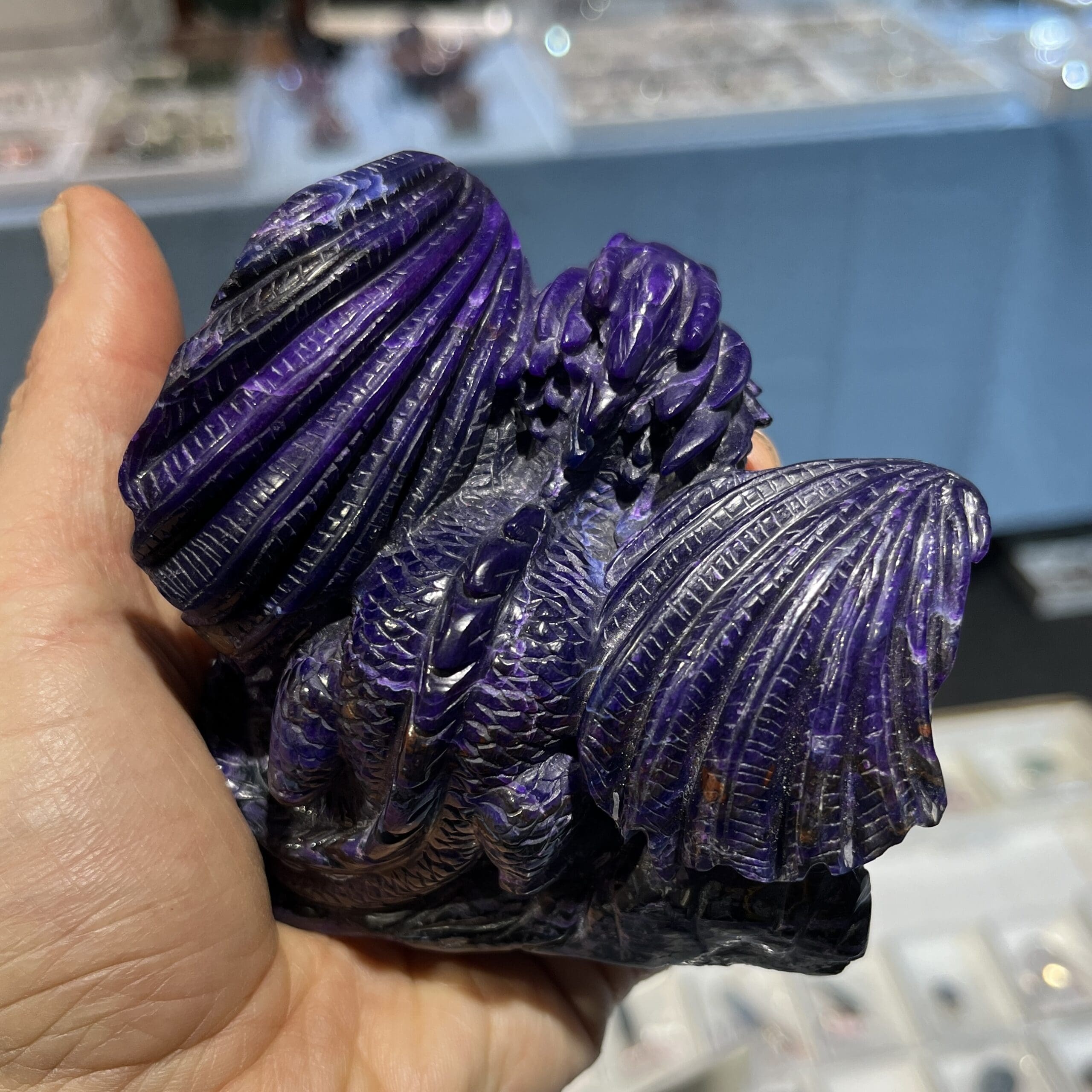 Sugilite (carving) Thai-carved Dragon (some gel) healing crystal - Image 2