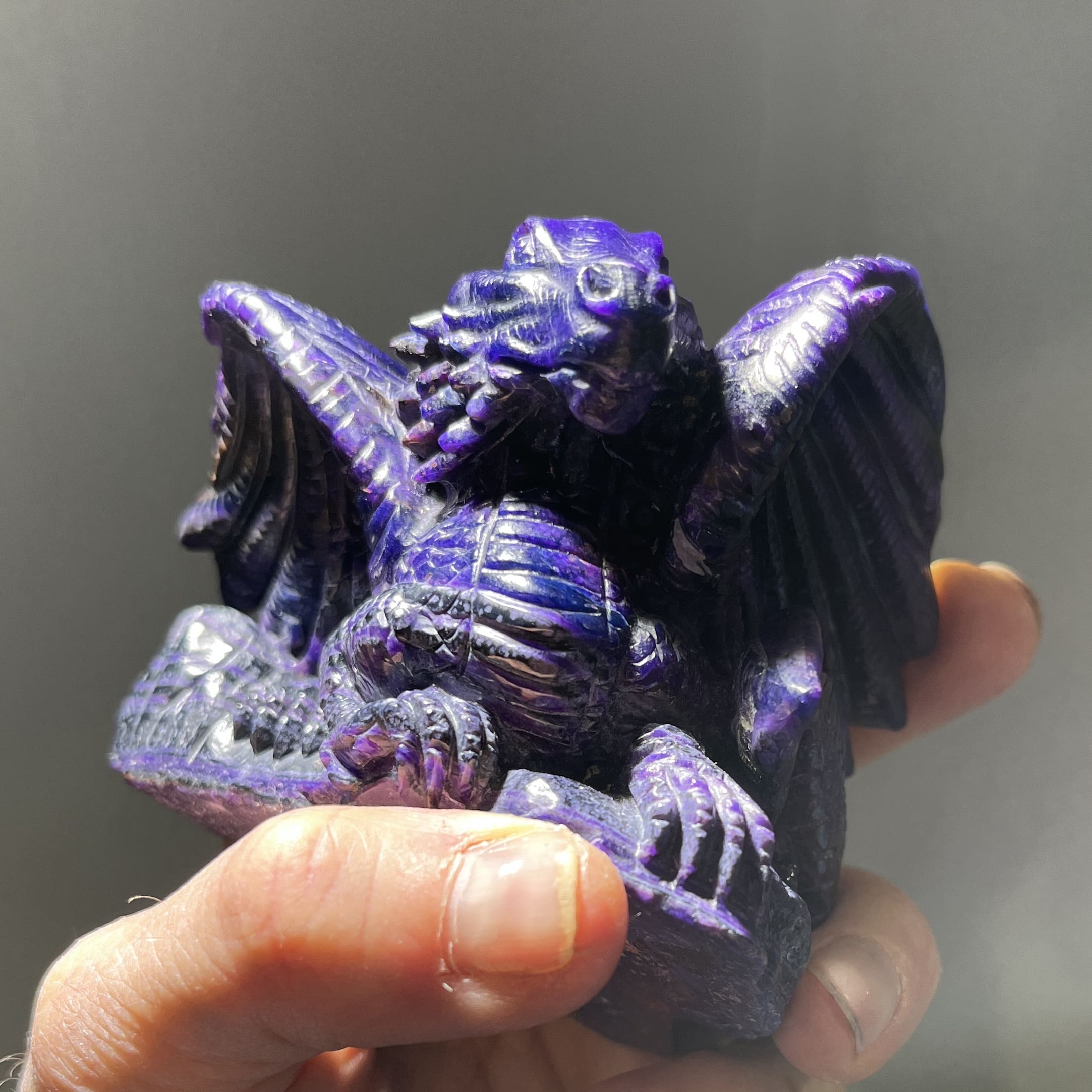 Sugilite (carving) Thai-carved Dragon (some gel) healing crystal - Image 3