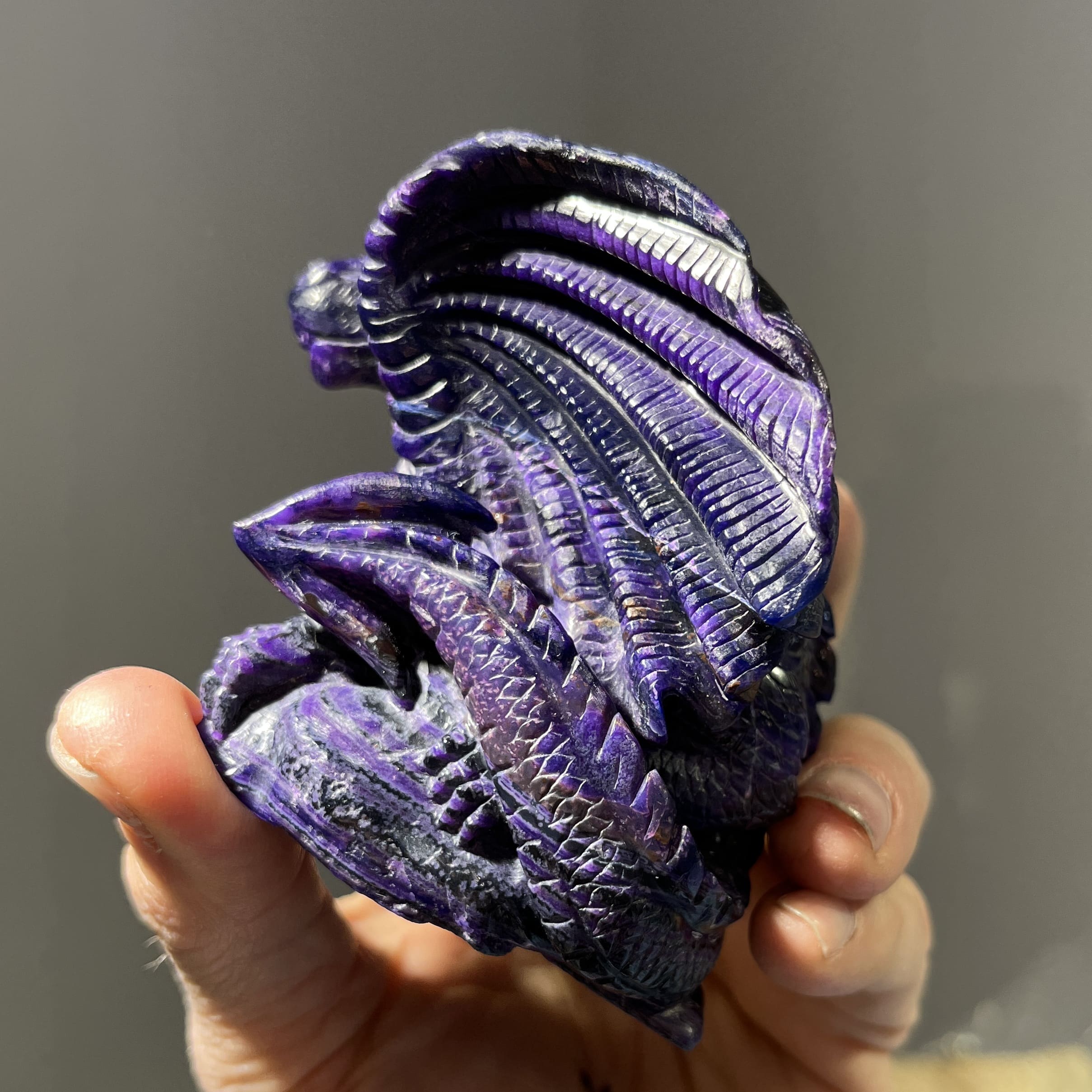 Sugilite (carving) Thai-carved Dragon (some gel) healing crystal - Image 4