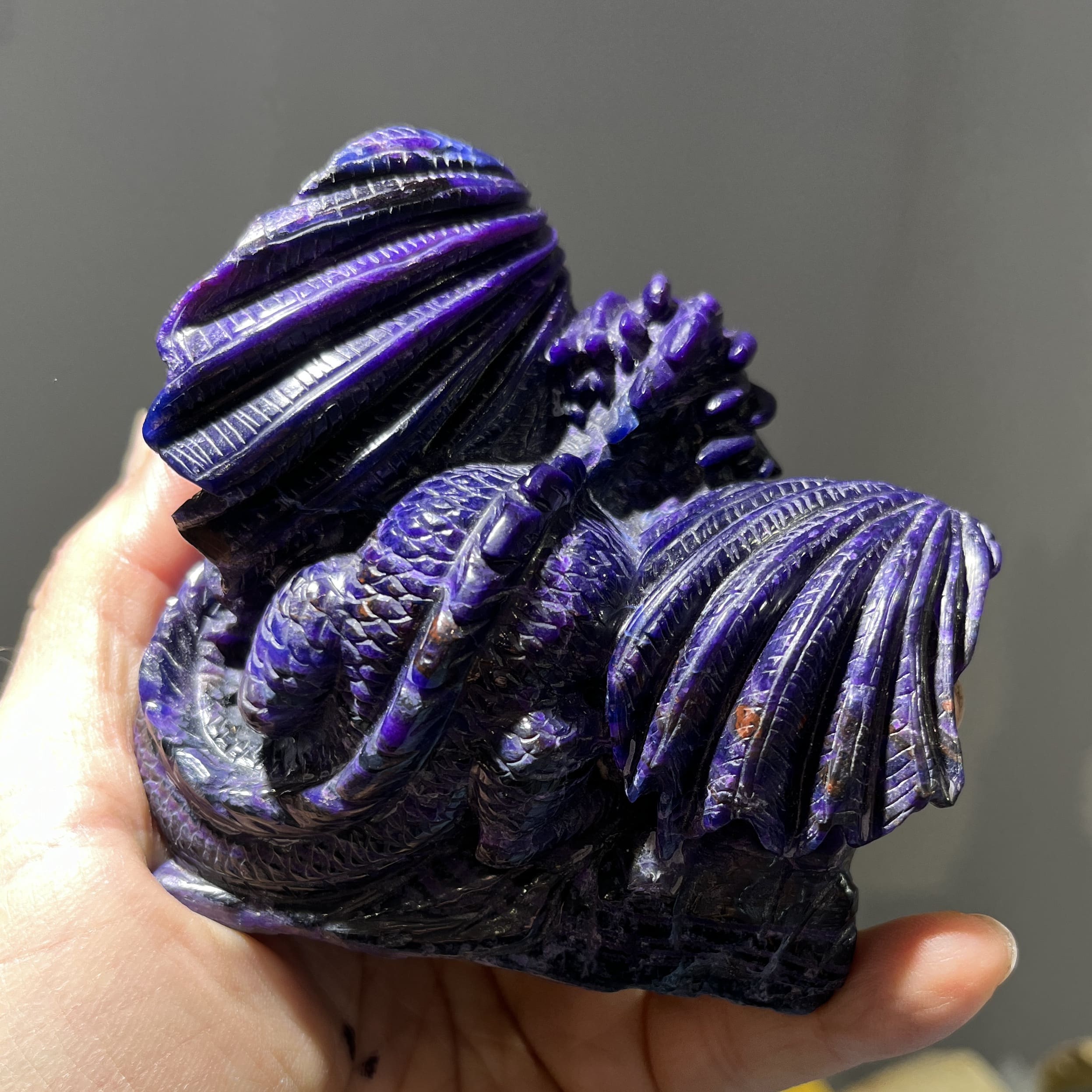 Sugilite (carving) Thai-carved Dragon (some gel) healing crystal - Image 7