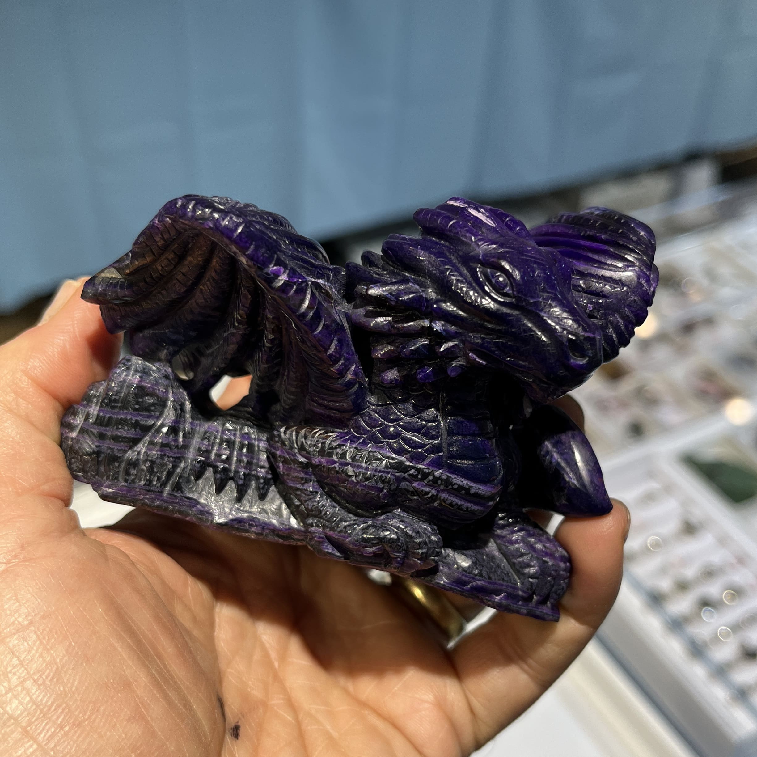 Sugilite (carving) Thai-carved Dragon (some gel) healing crystal - Image 8