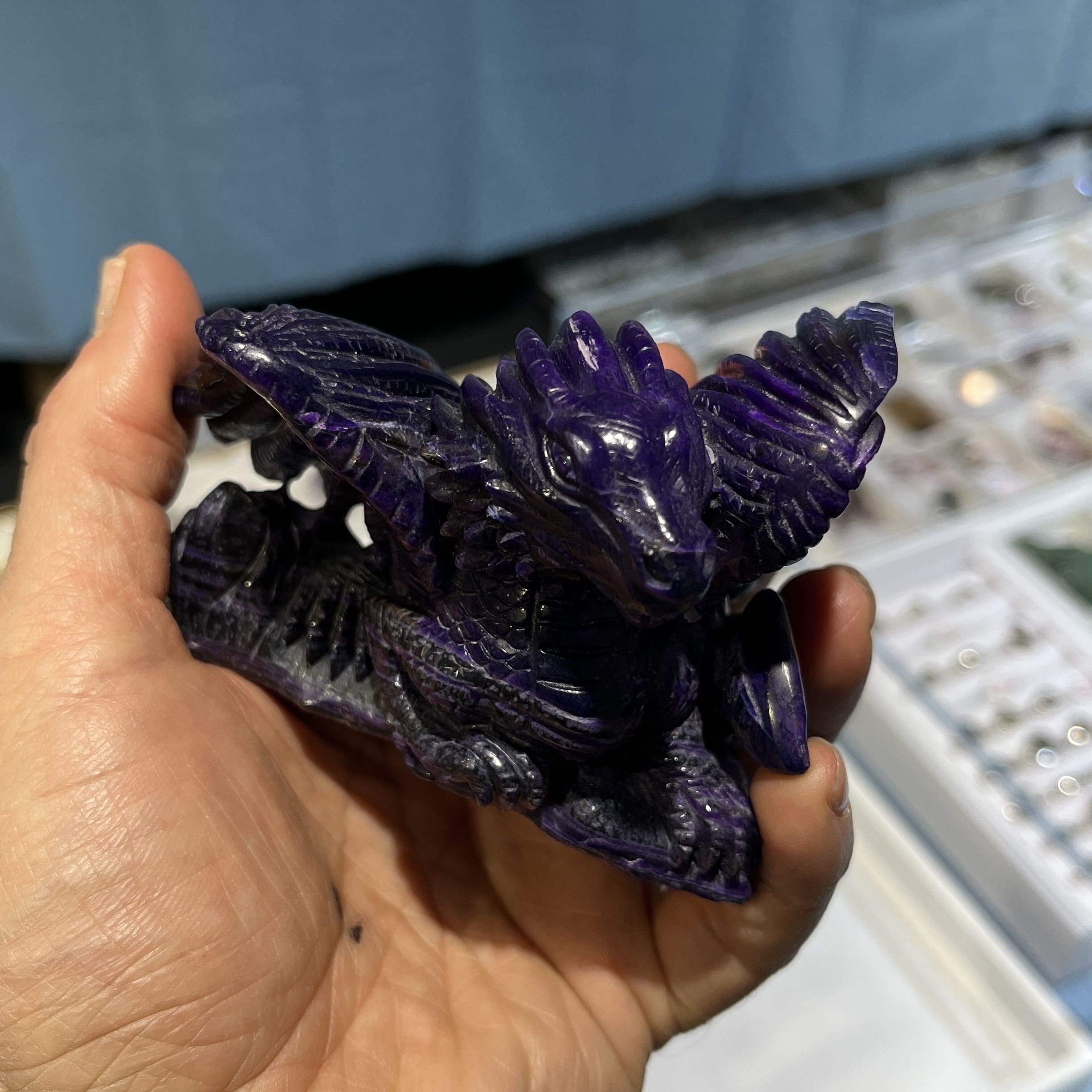 Sugilite (carving) Thai-carved Dragon (some gel) healing crystal - Image 9