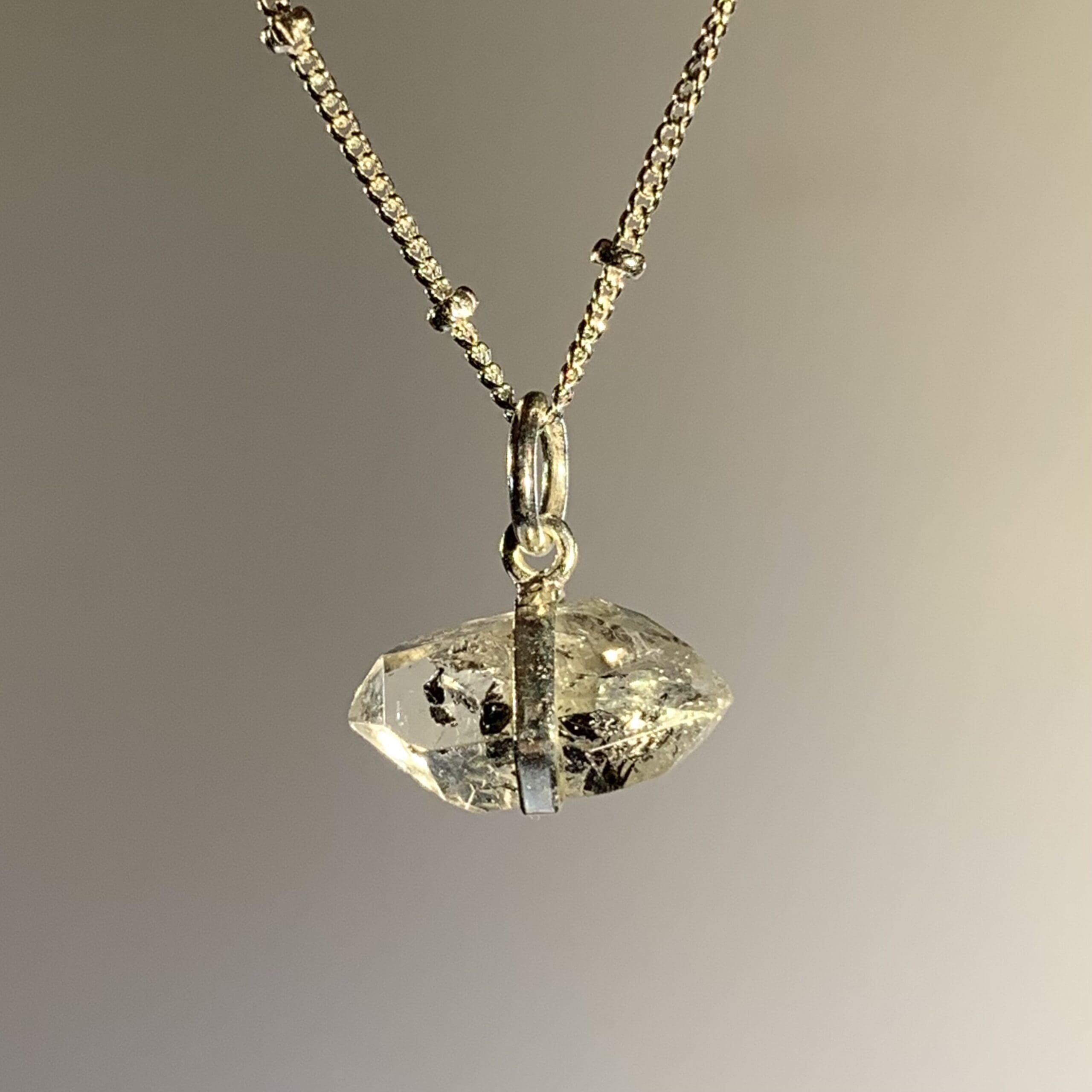 Herkimer Diamond (Himalayan) Sterling station necklace healing crystal