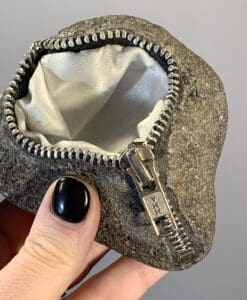 Lava Rock zipper stone with lined cavity healing crystal