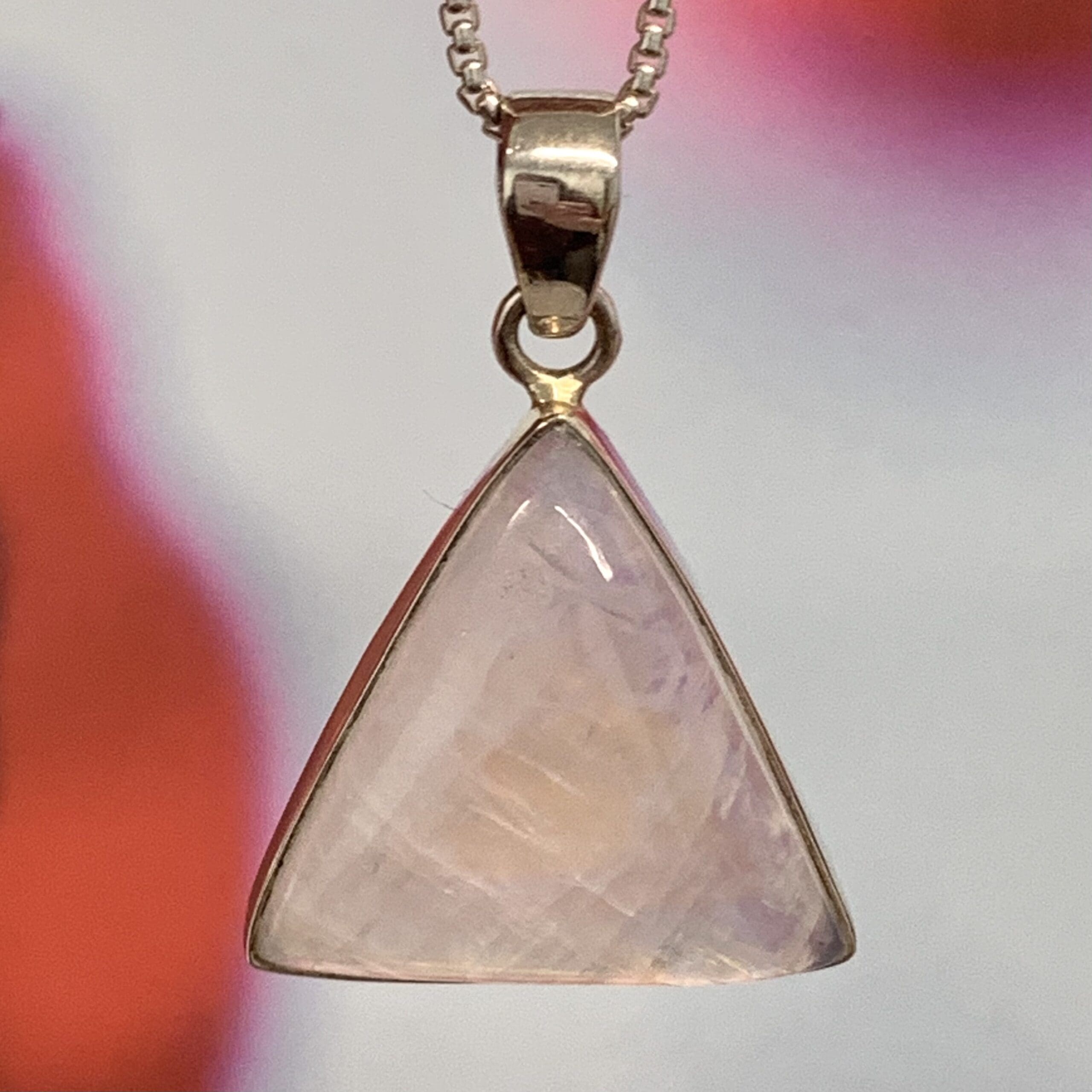 Moonstone (rainbow flash) triangular pendant for necklace, healing crystal - Image 3