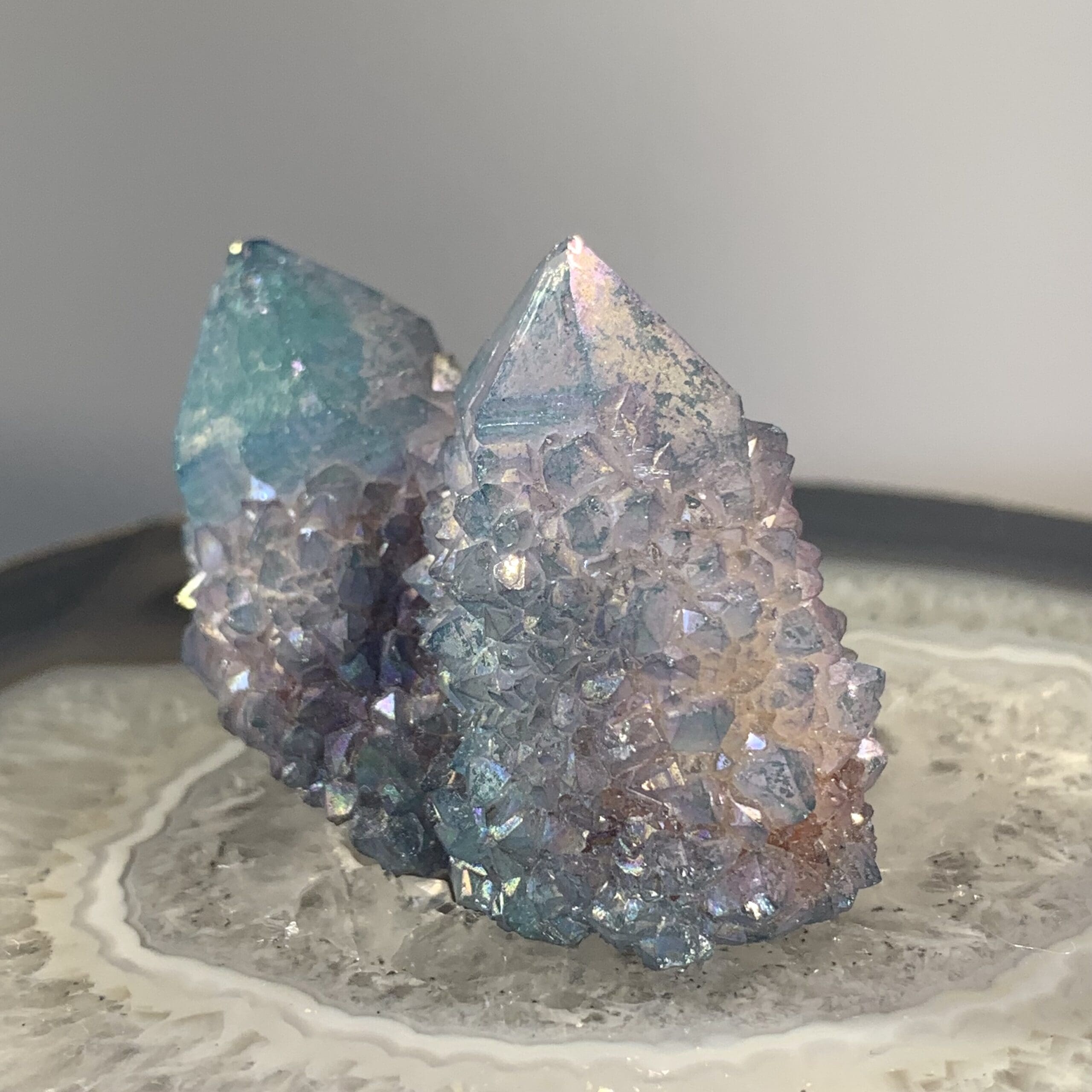 Quartz (Angel Aura) cactus twin pair of generators healing crystal - Image 3