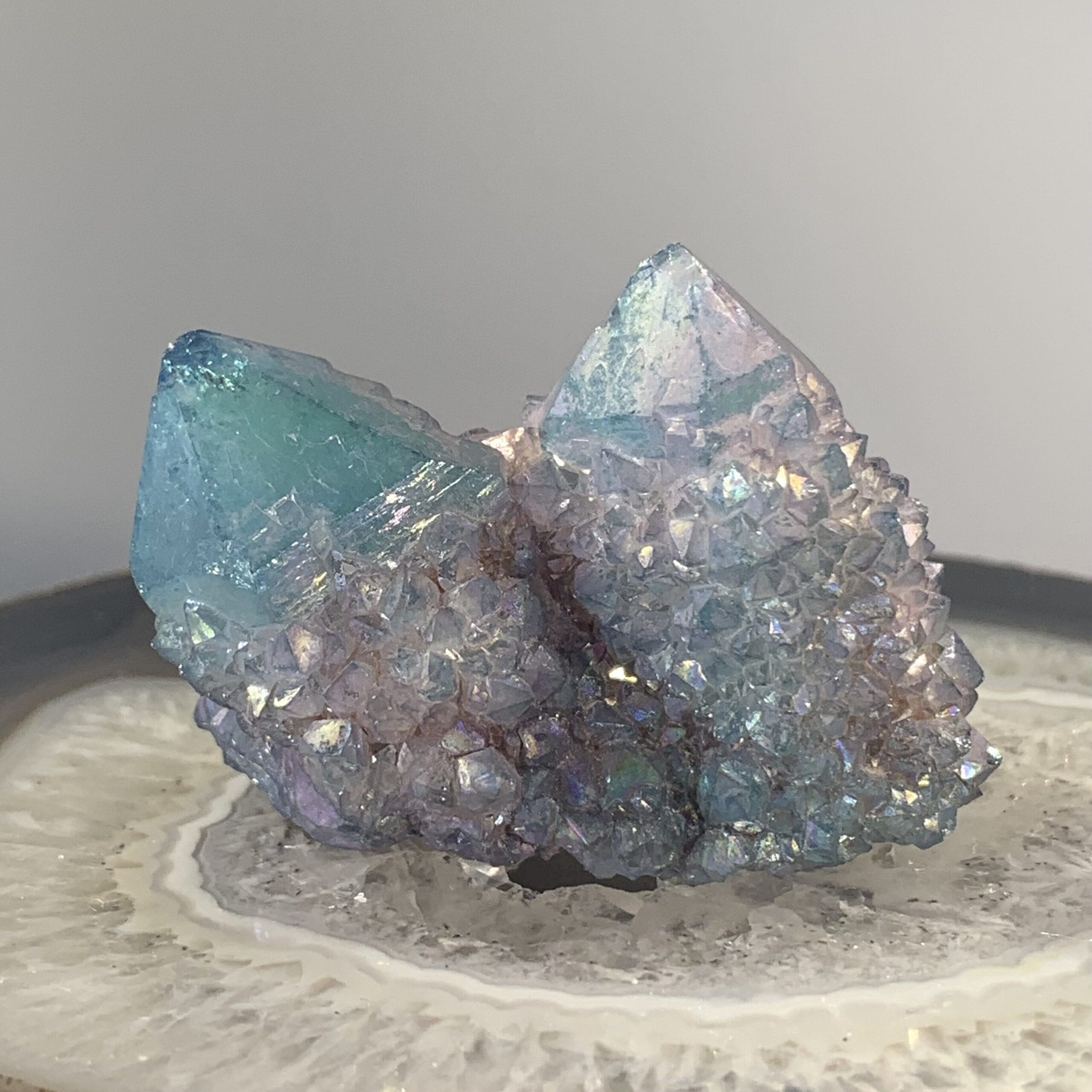 Quartz (Angel Aura) cactus twin pair of generators healing crystal