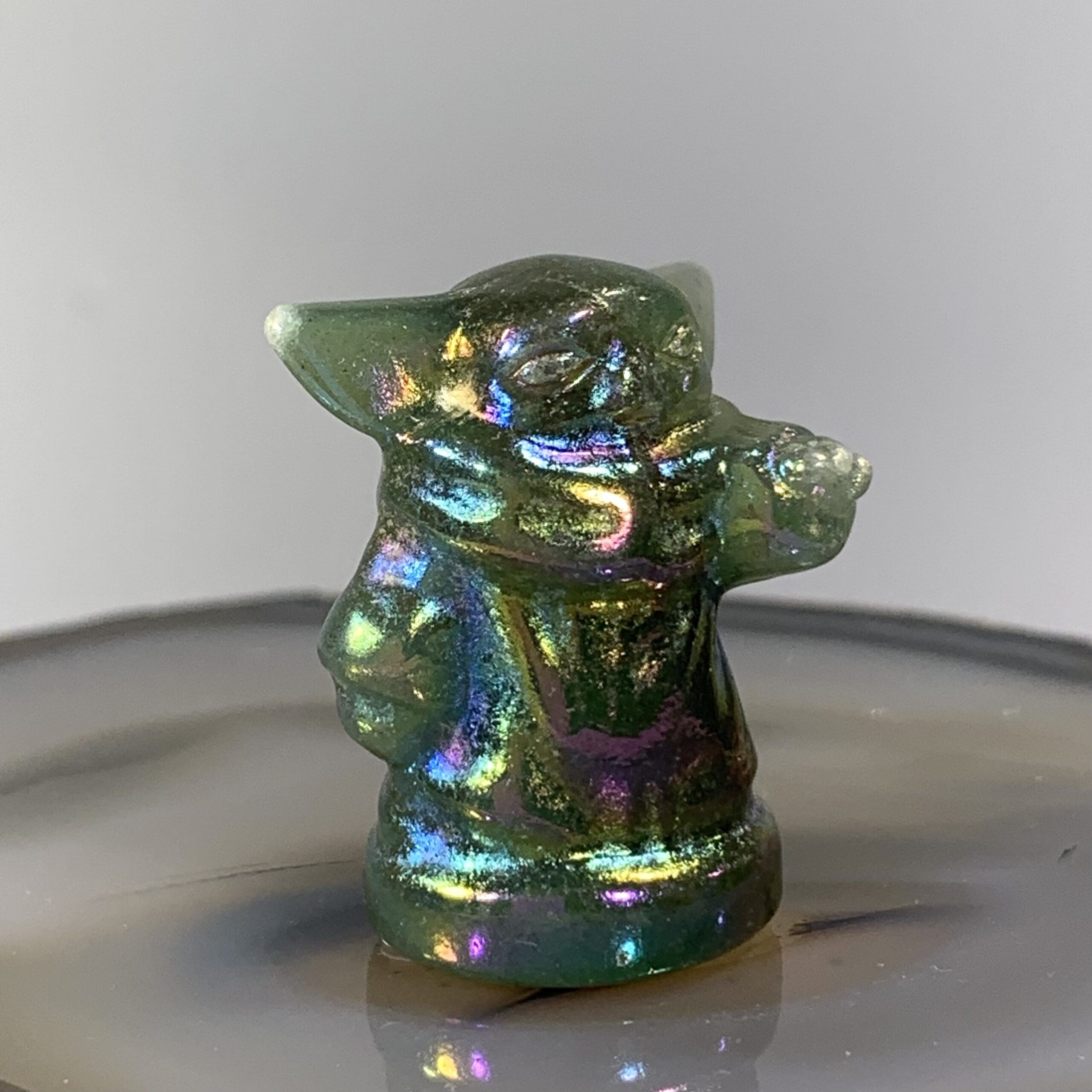Aventurine (Titanium Aura) baby Yoda Grogu Child, healing crystal - Image 2
