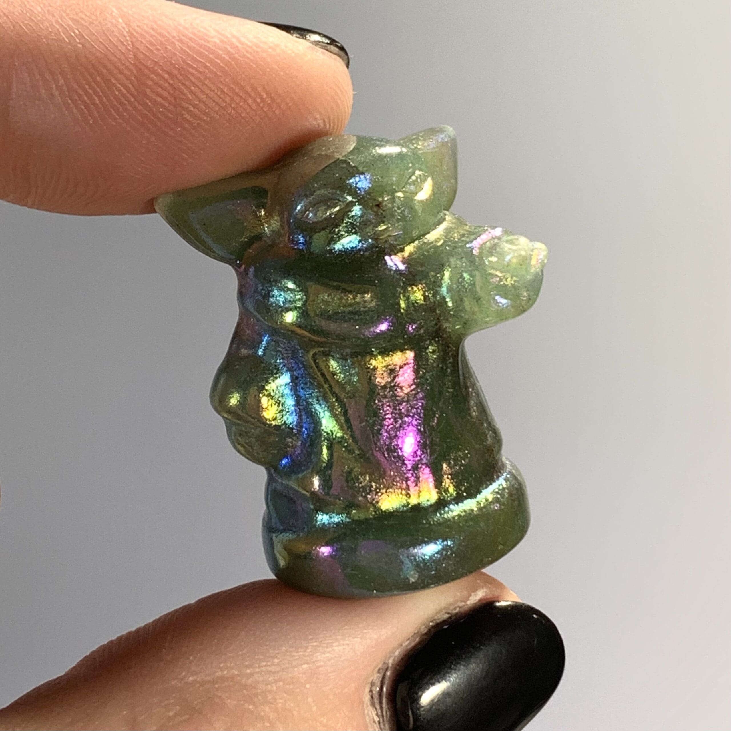 Aventurine (Titanium Aura) baby Yoda Grogu Child, healing crystal - Image 3