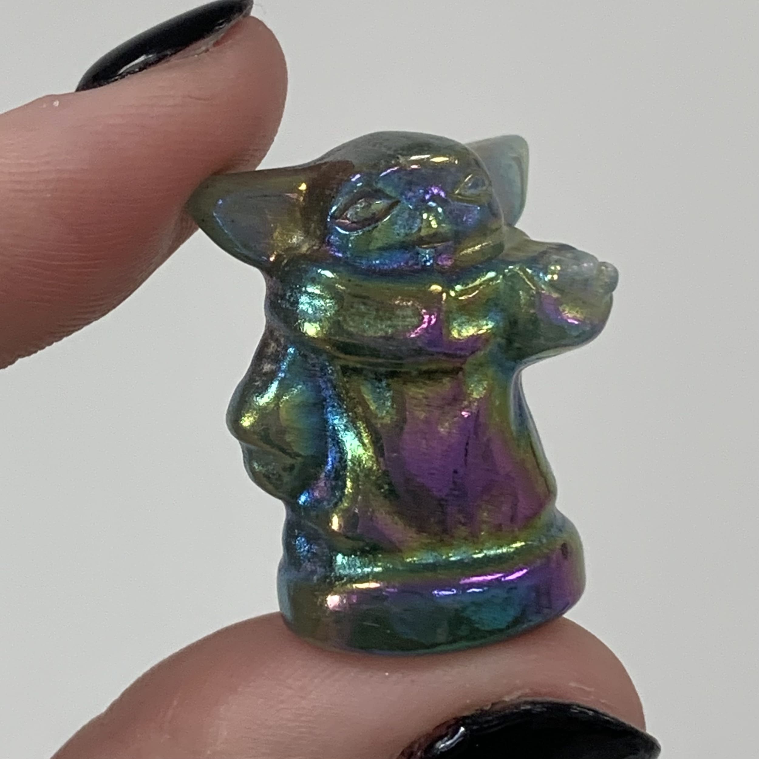 Aventurine (Titanium Aura) baby Yoda Grogu Child, healing crystal - Image 5
