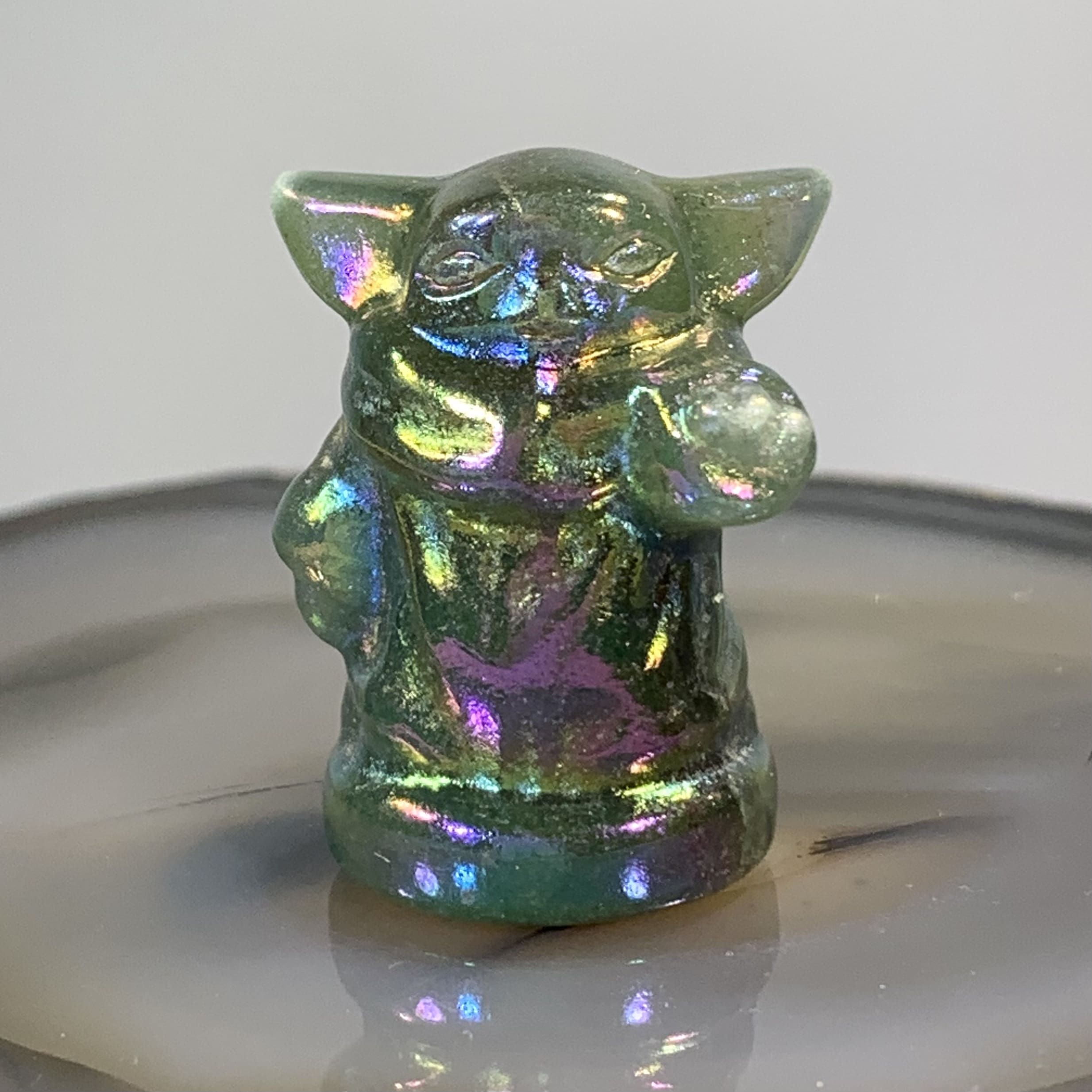 Aventurine (Titanium Aura) baby Yoda Grogu Child, healing crystal