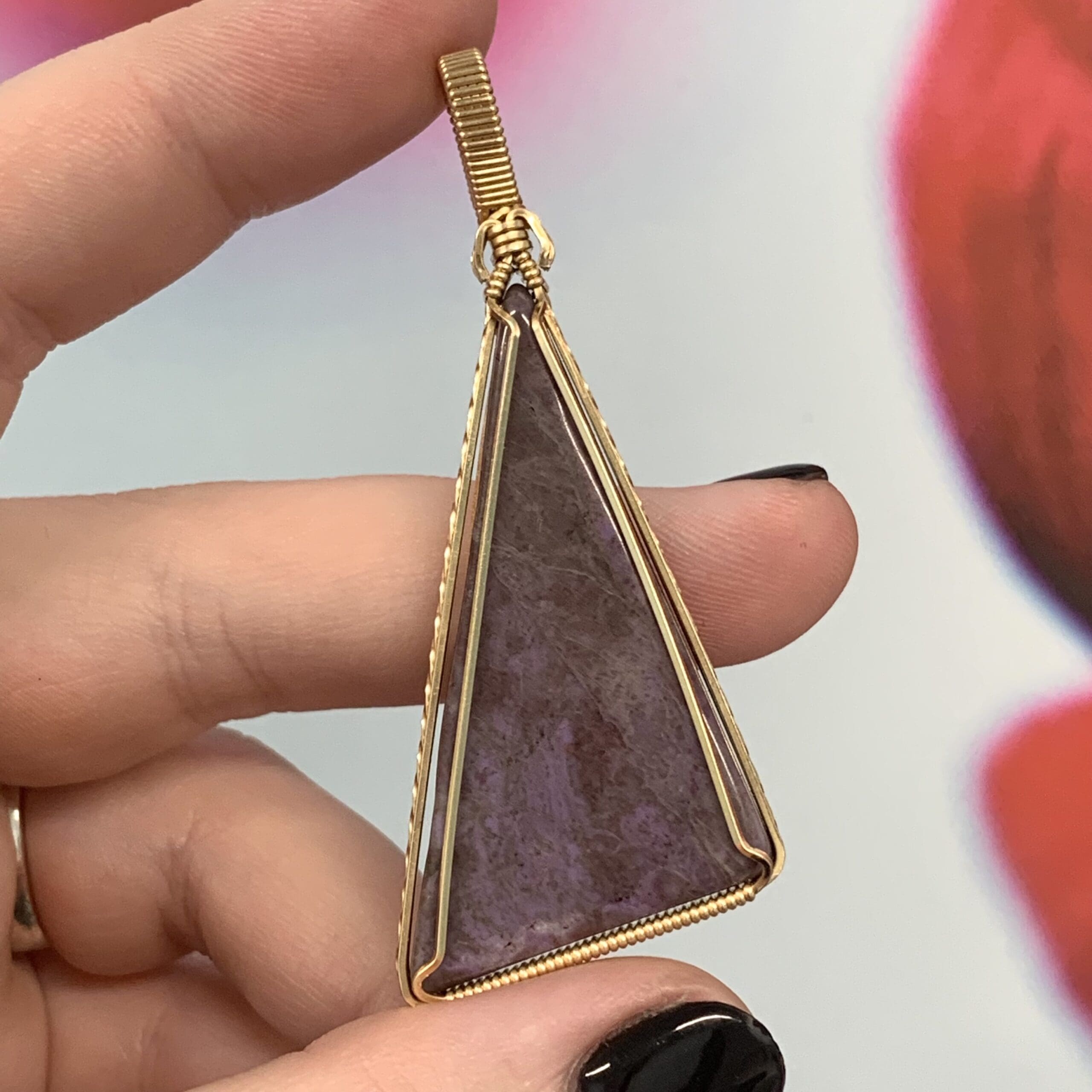 Jade (purple Jadeite, natural) GF wire wrap pendant healing crystal - Image 2