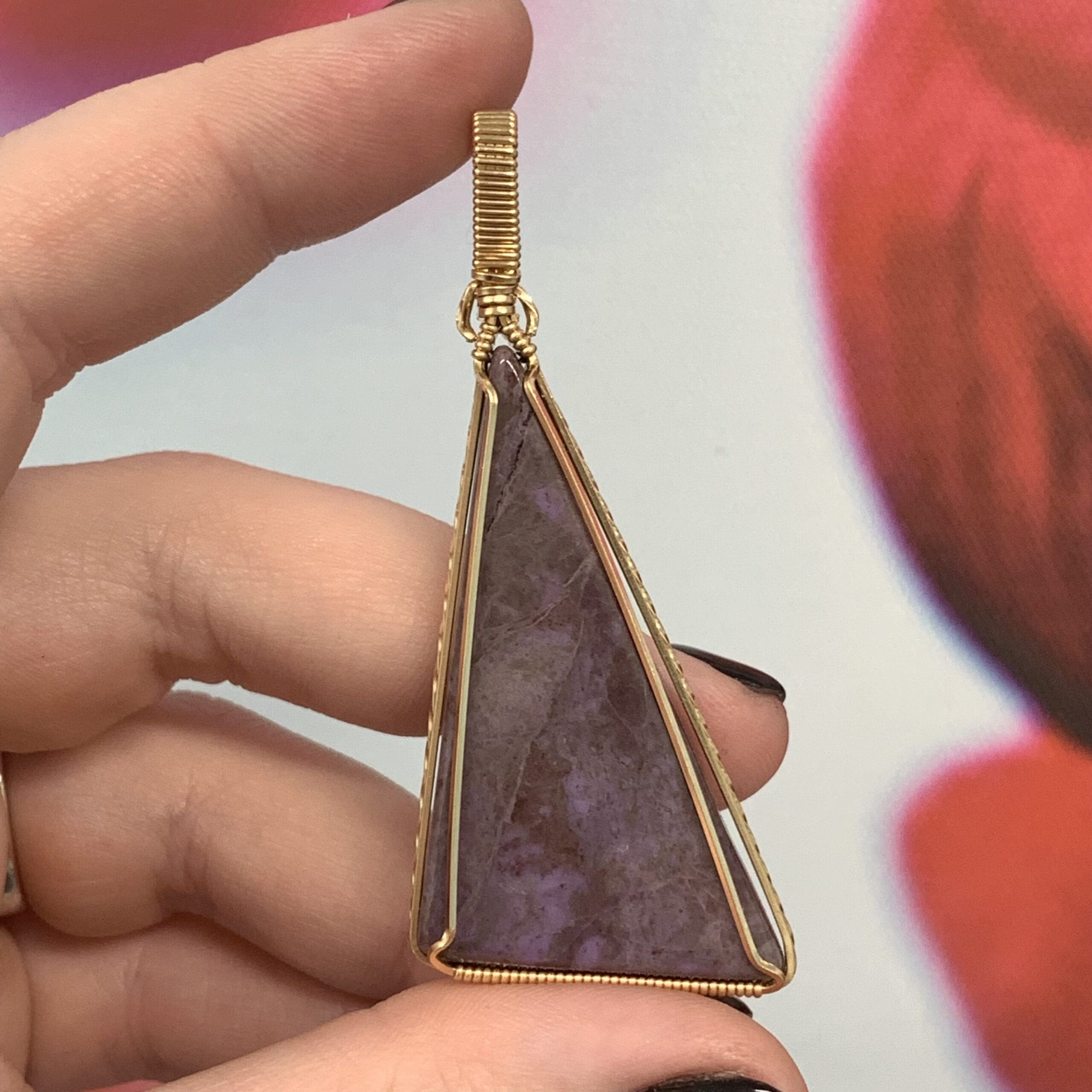 Jade (purple Jadeite, natural) GF wire wrap pendant healing crystal - Image 3