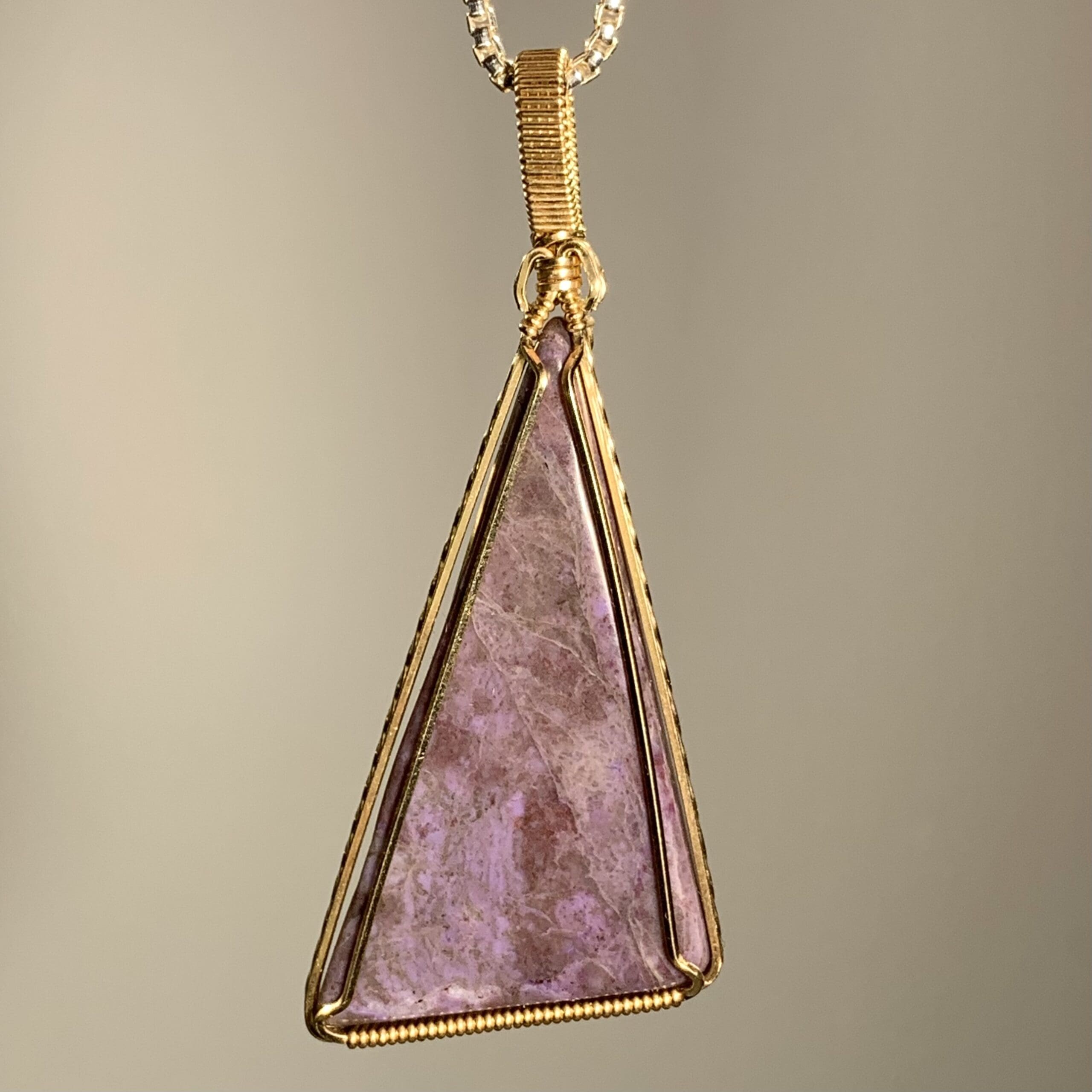 Jade (purple Jadeite, natural) GF wire wrap pendant healing crystal