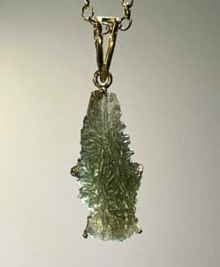 Moldavite pendant (rough) Besednice 14K GOLD for necklace healing crystal