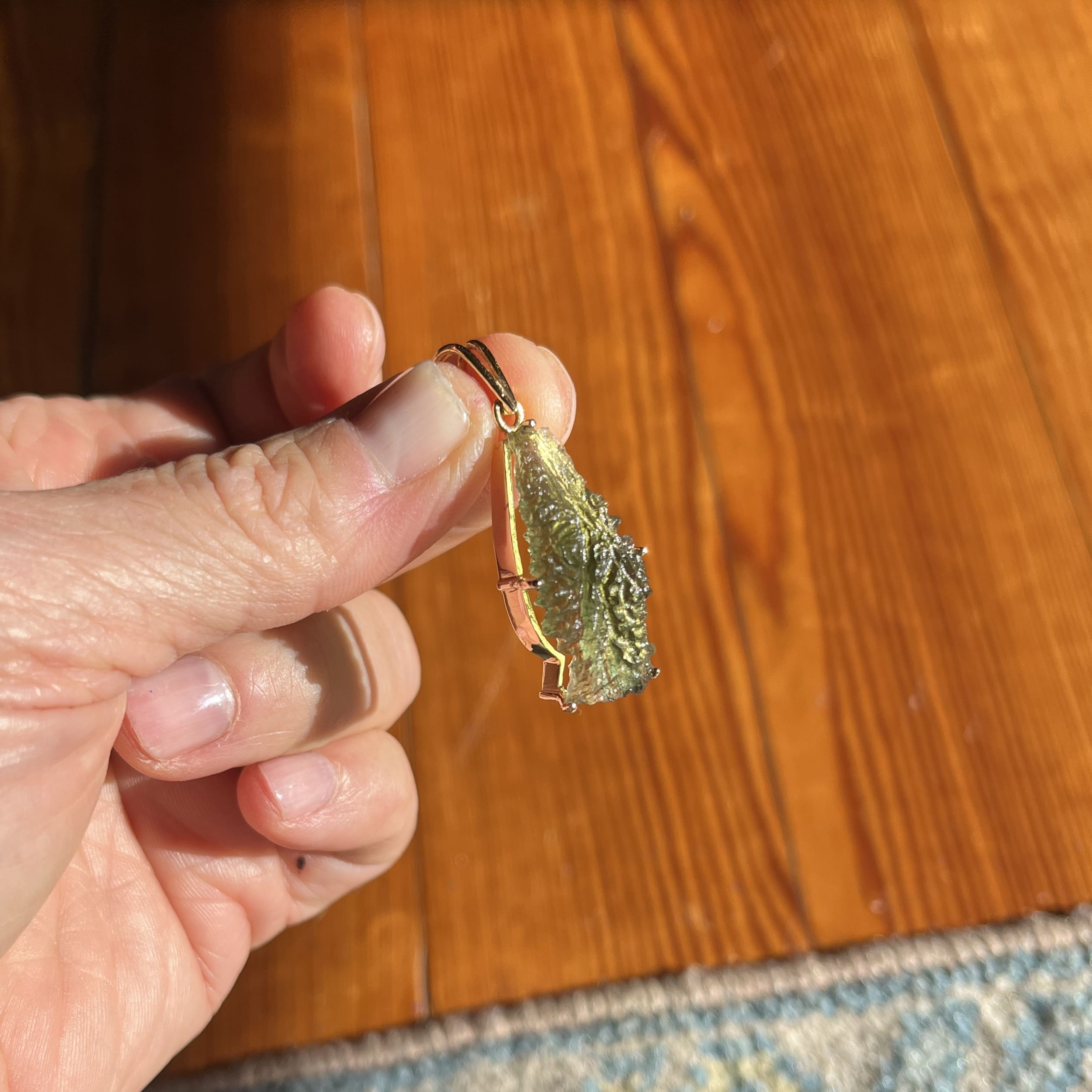 Moldavite pendant (rough) Besednice 14K GOLD for necklace healing crystal - Image 3
