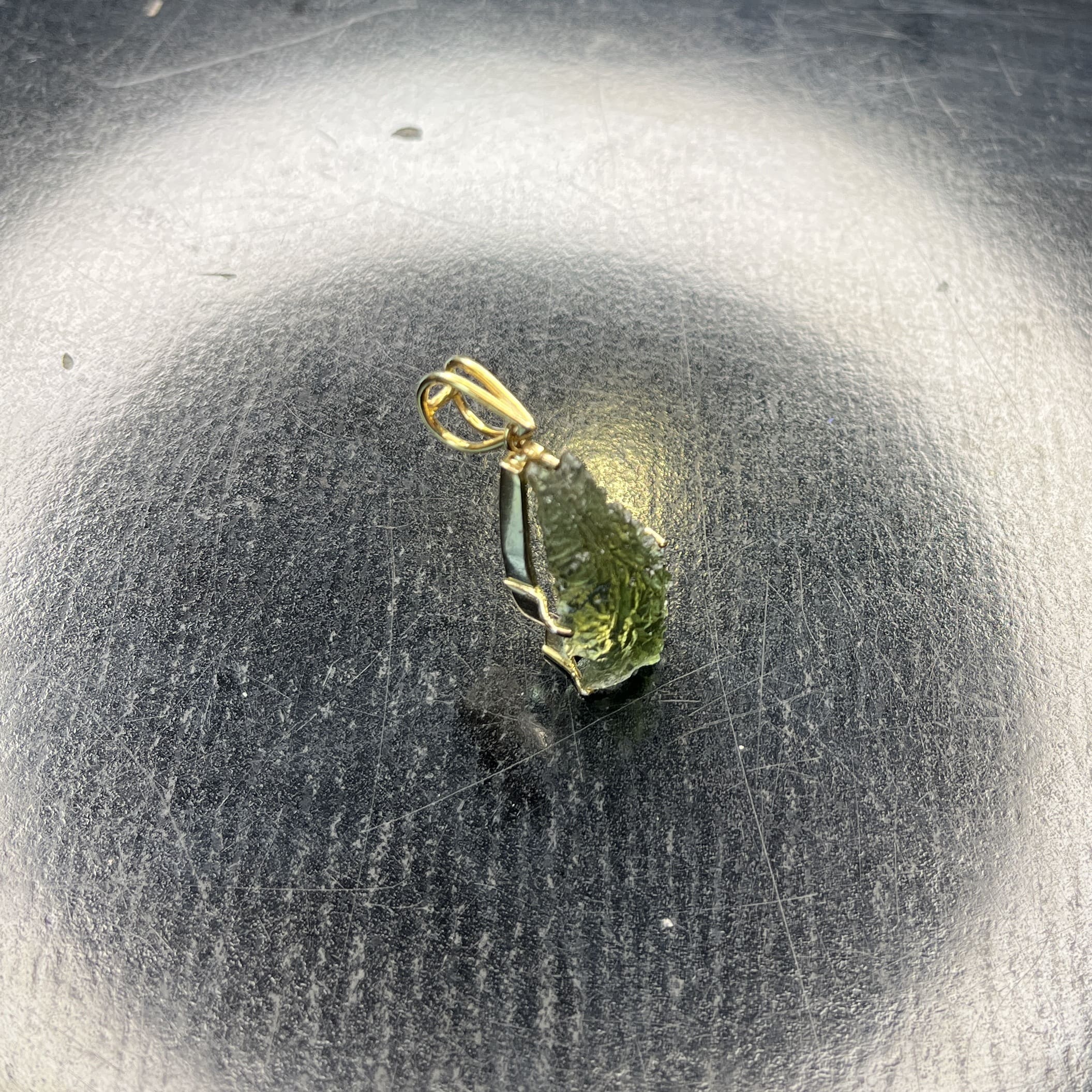 Moldavite pendant (rough) Besednice 14K GOLD for necklace healing crystal - Image 5