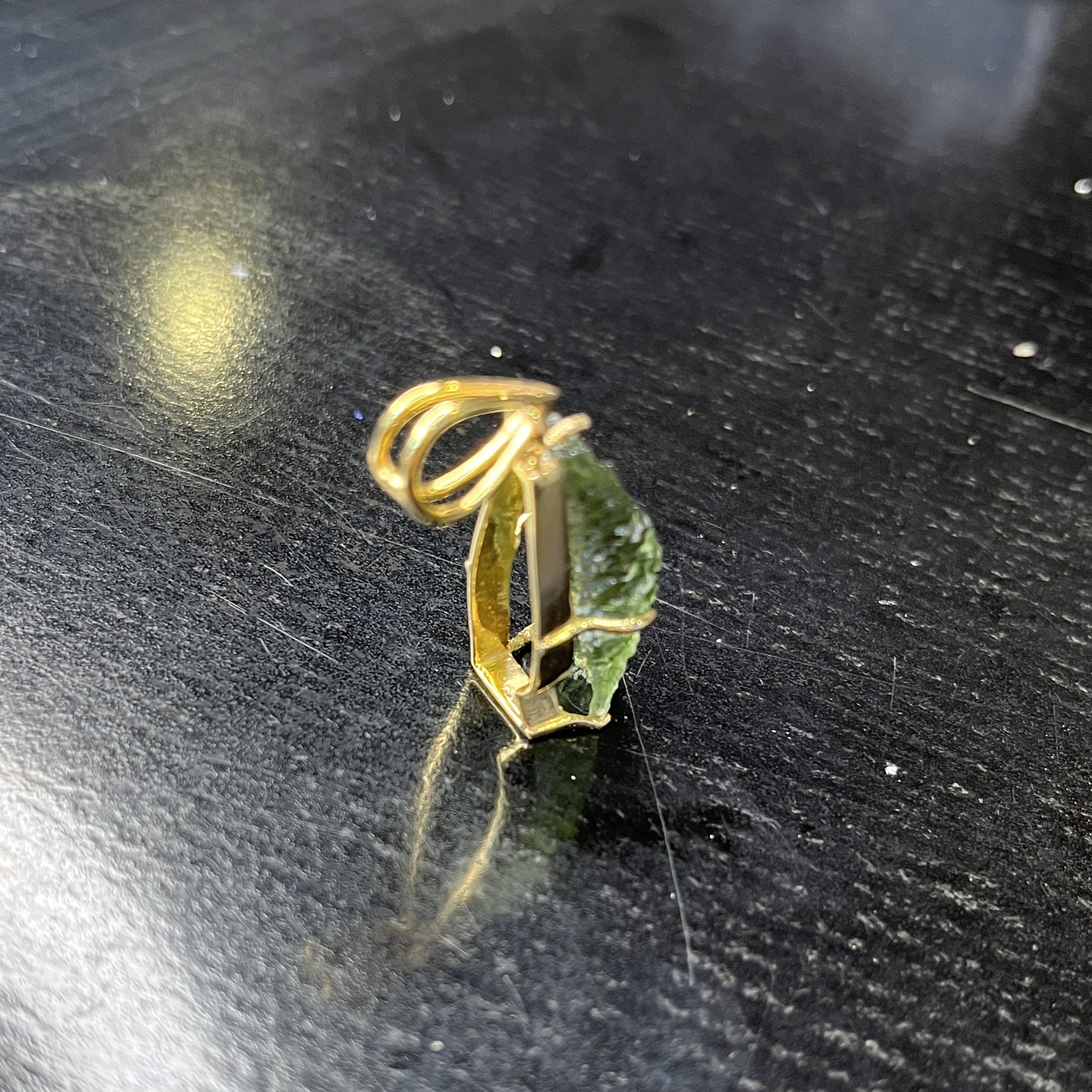 Moldavite pendant (rough) Besednice 14K GOLD for necklace healing crystal - Image 6