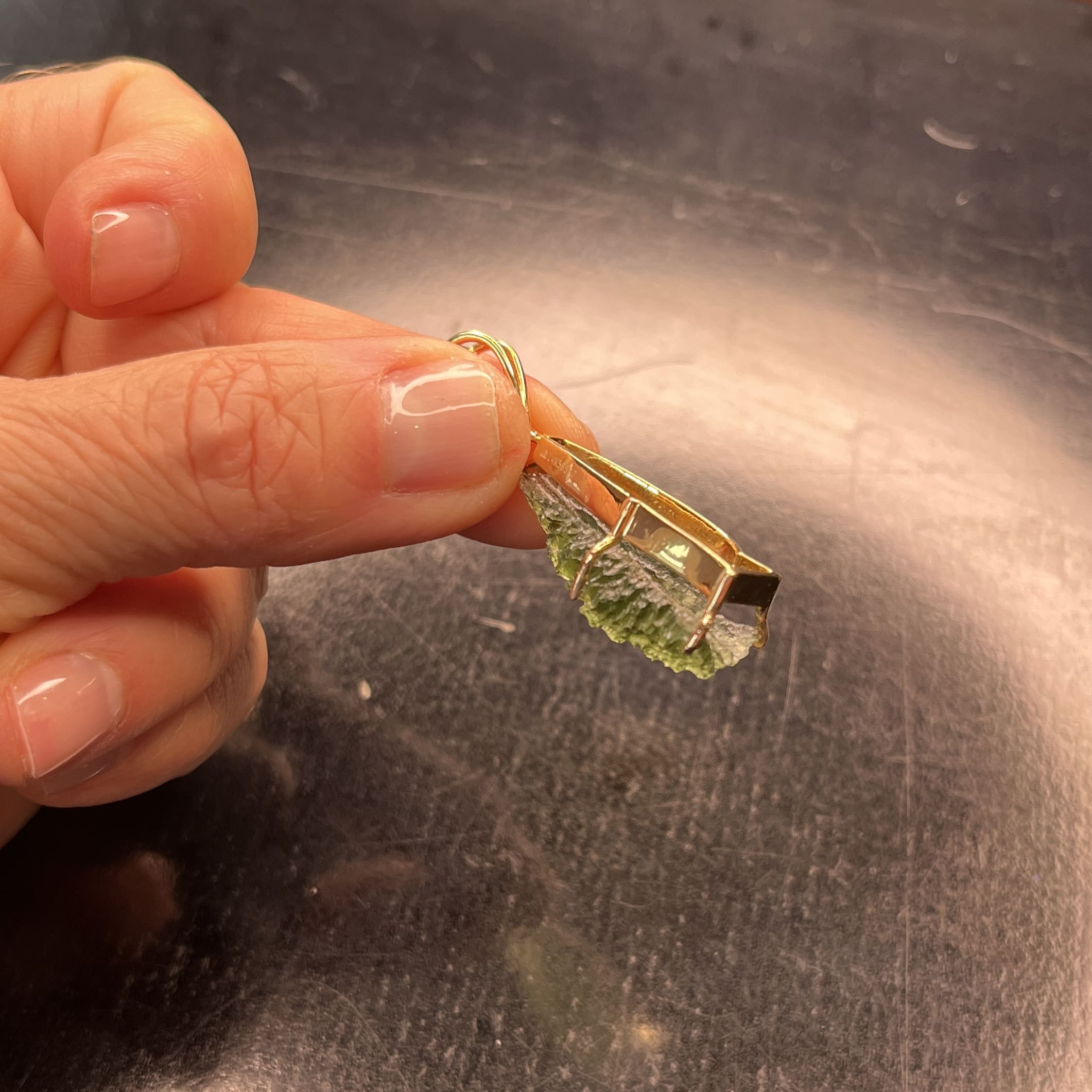 Moldavite pendant (rough) Besednice 14K GOLD for necklace healing crystal - Image 7