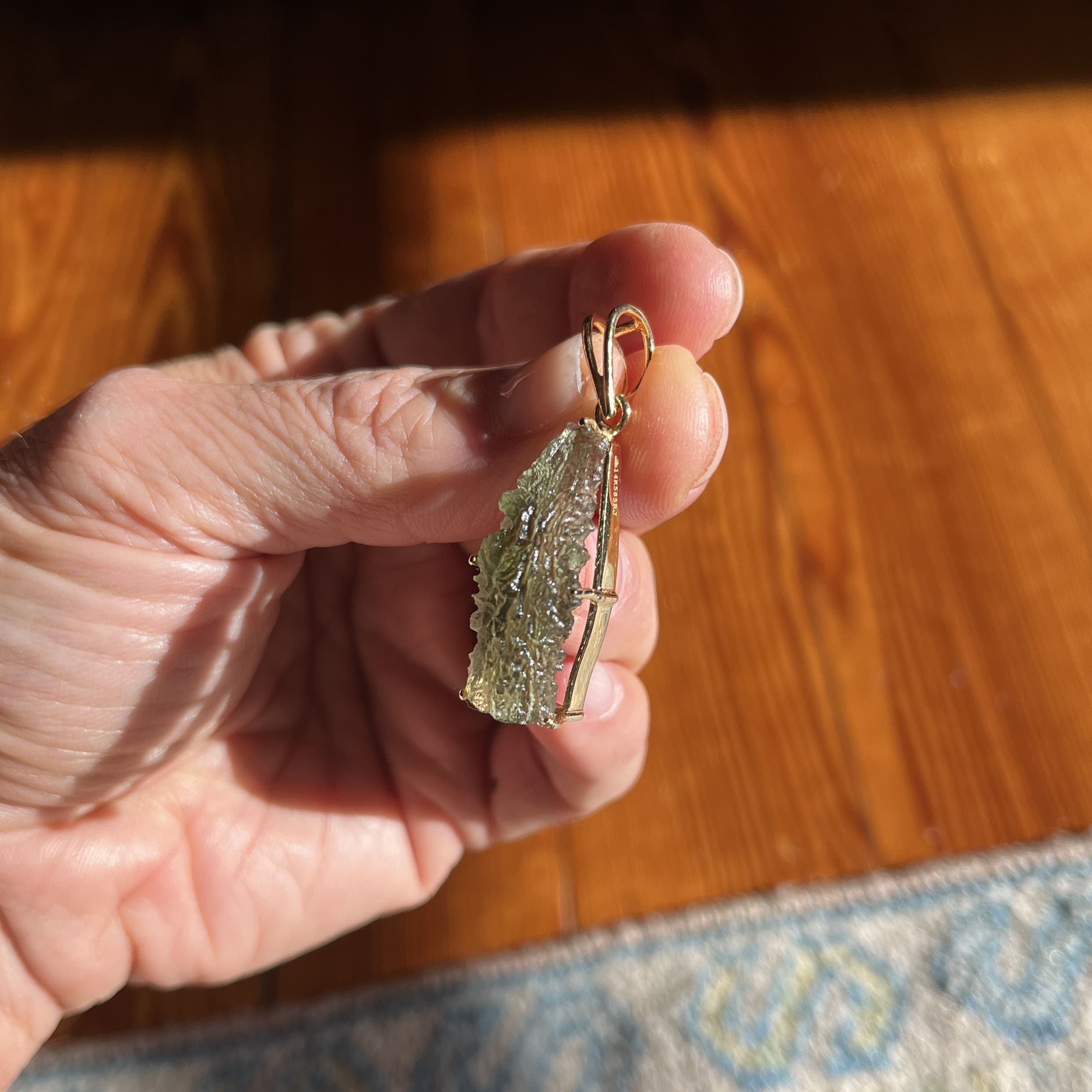 Moldavite pendant (rough) Besednice 14K GOLD for necklace healing crystal - Image 8
