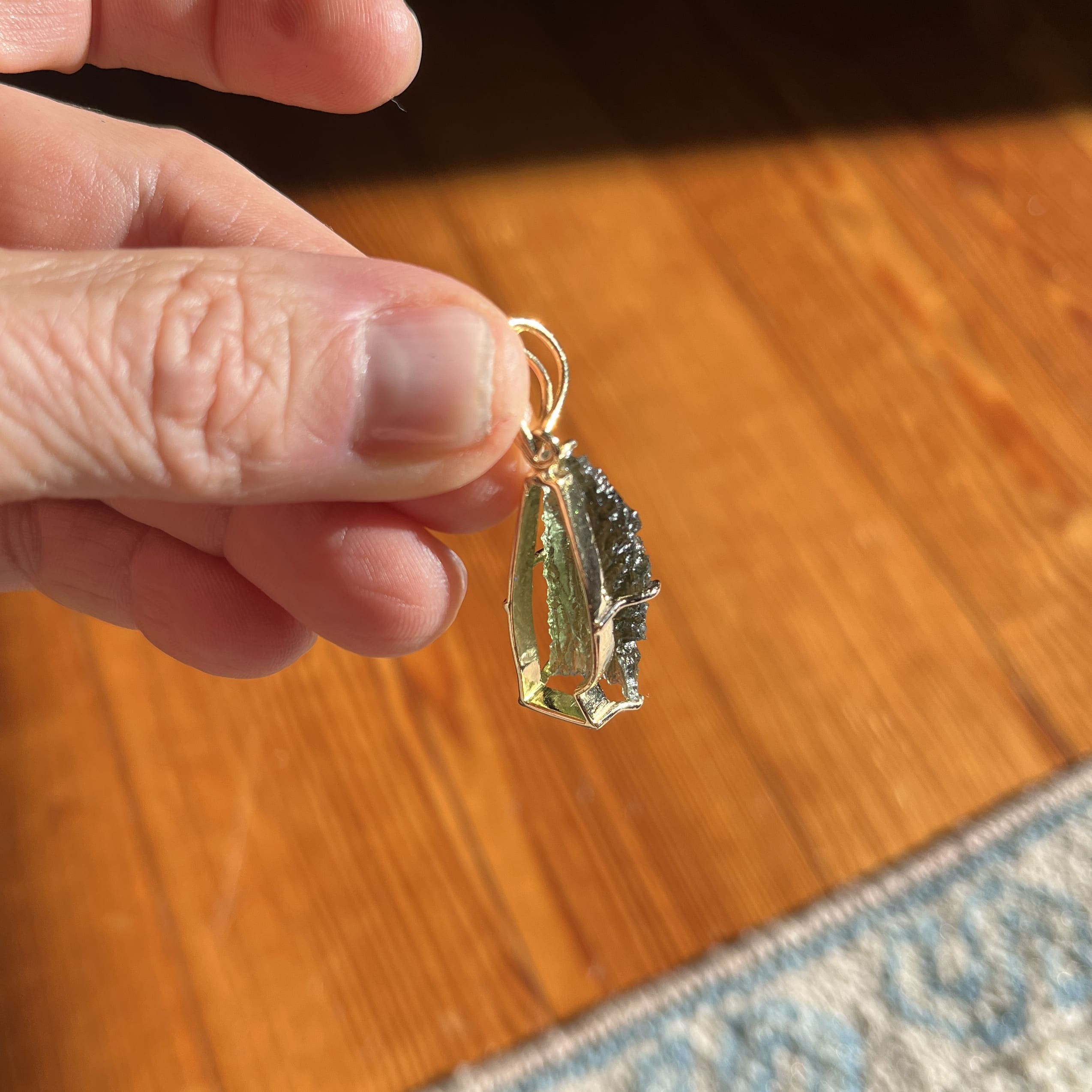 Moldavite pendant (rough) Besednice 14K GOLD for necklace healing crystal - Image 10