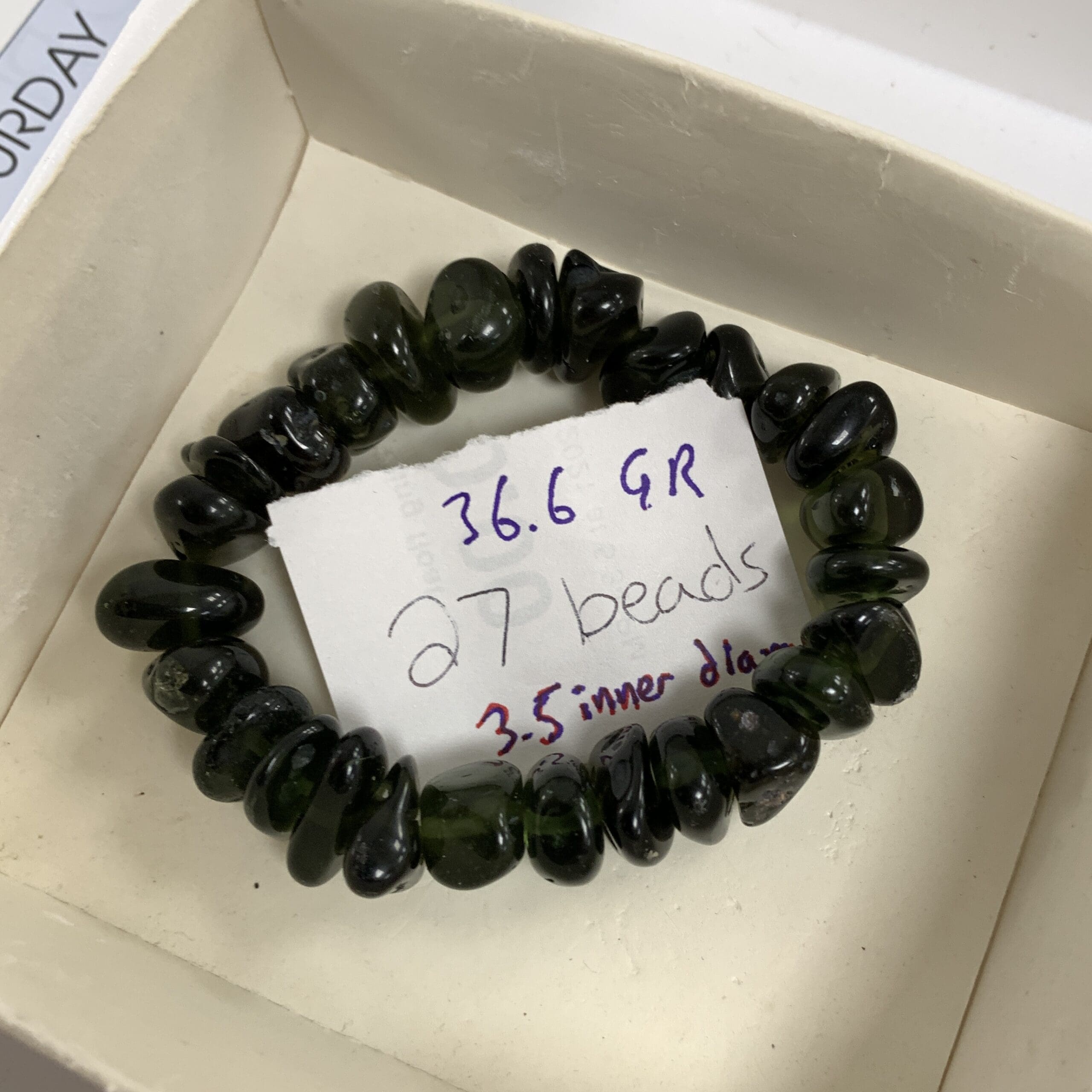 Moldavite bracelet (tumbled) 27 freeform beads (36.6gr) healing crystal - Image 4