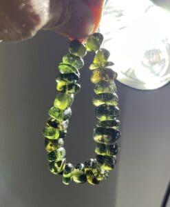 Moldavite bracelet (tumbled) 33 bead stretchy (51.6gr) healing crystal