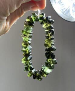 Moldavite bracelet (tumbled) 35 freeform beads (30.4gr) healing crystal