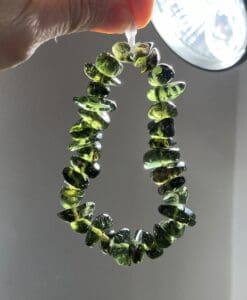 Moldavite bracelet (tumbled) 27 freeform beads (36.6gr) healing crystal