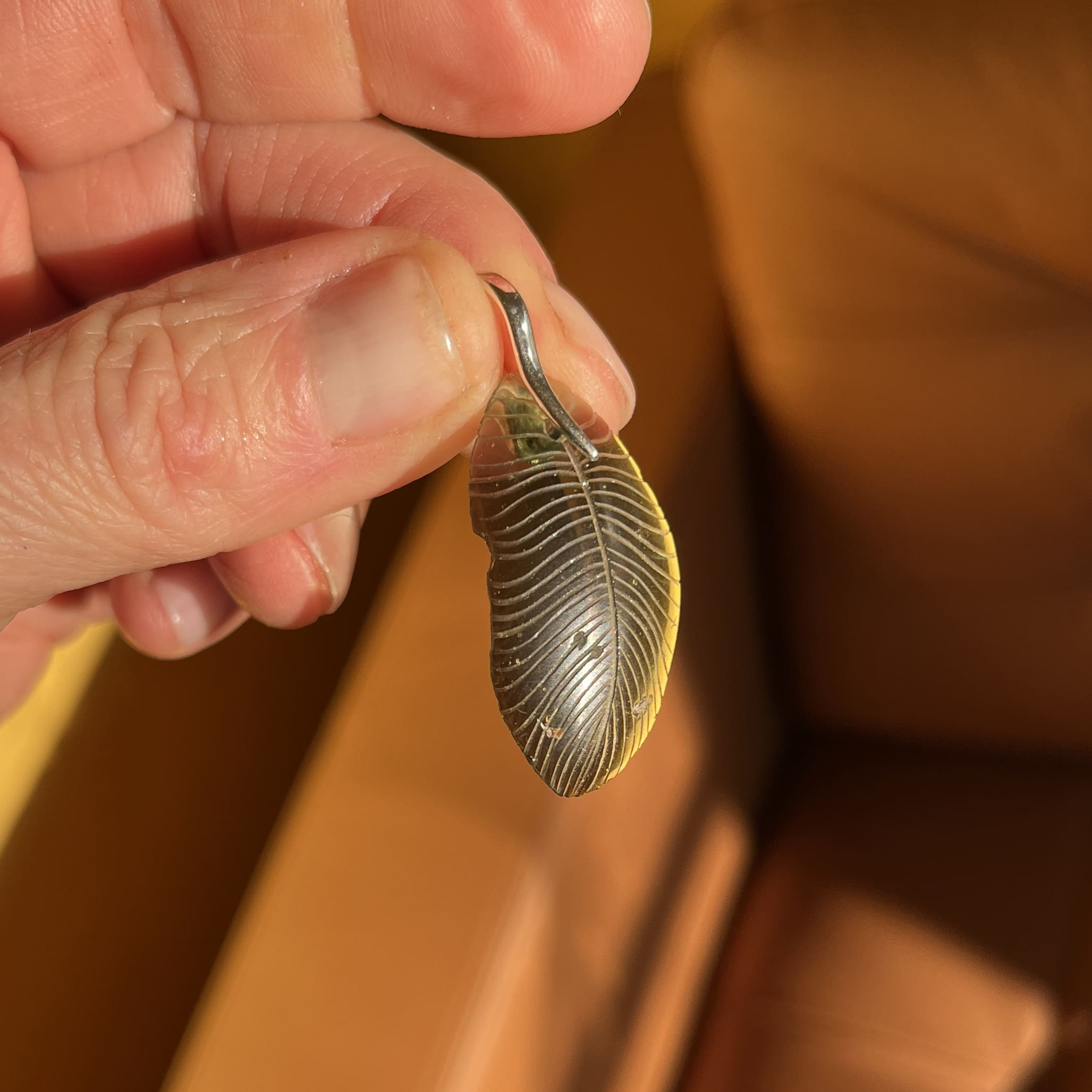 Moldavite (carving) pendant for necklace 'feather' (Chlum) healing crystal - Image 2