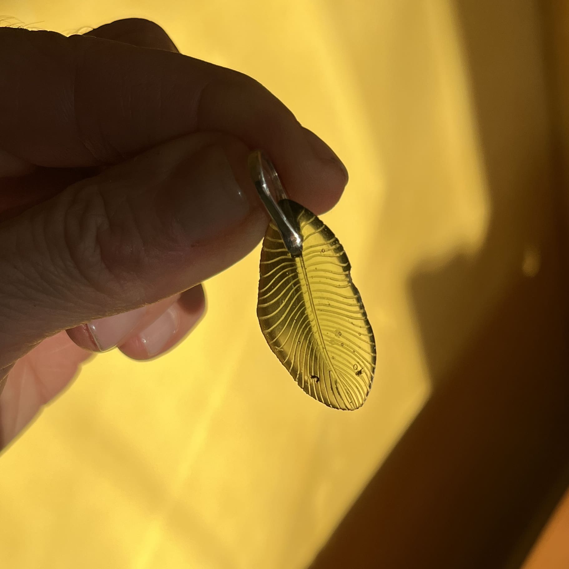 Moldavite (carving) pendant for necklace 'feather' (Chlum) healing crystal - Image 4