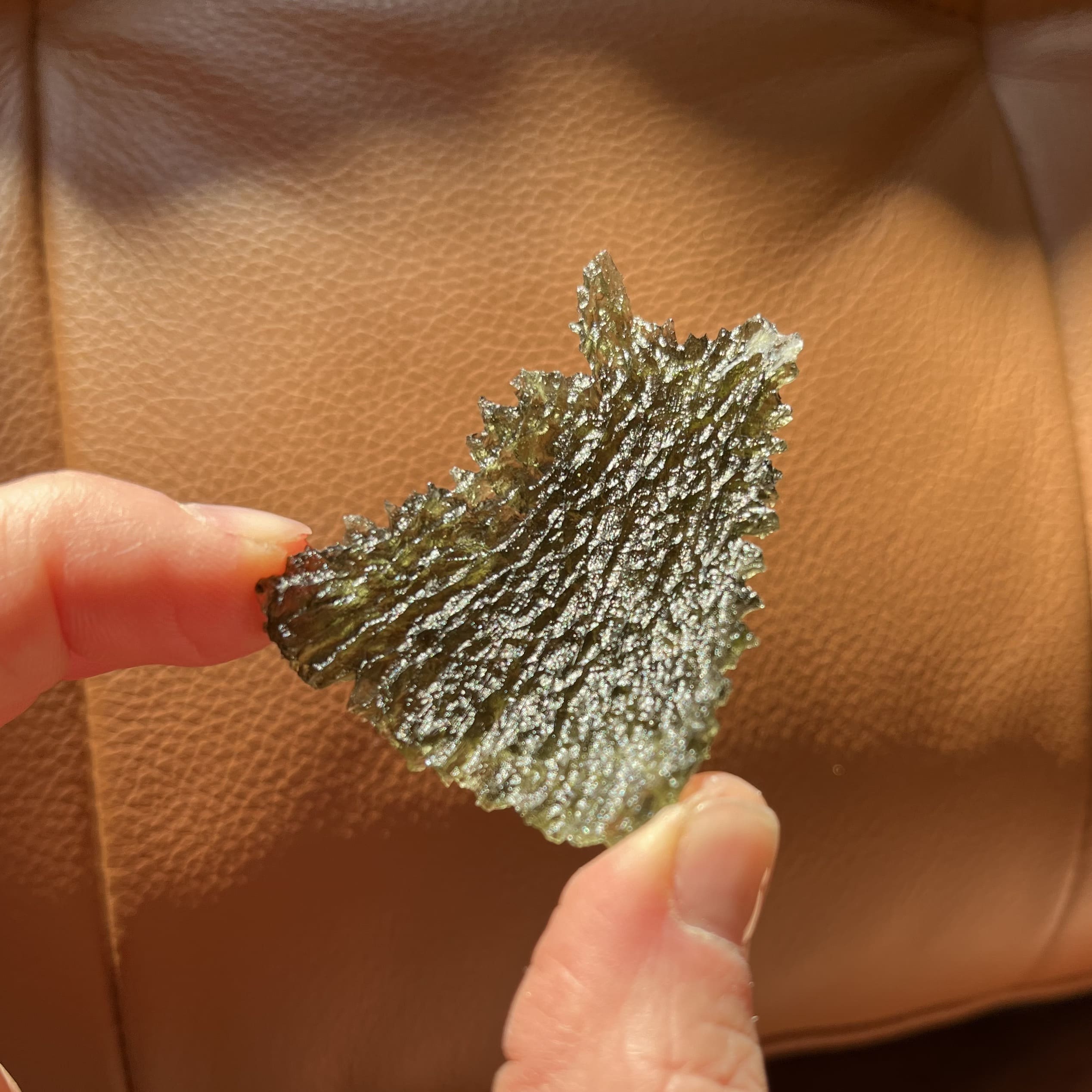 Moldavite (rough) Besednice (12.0g) 'sitting collie' healing crystal - Image 5
