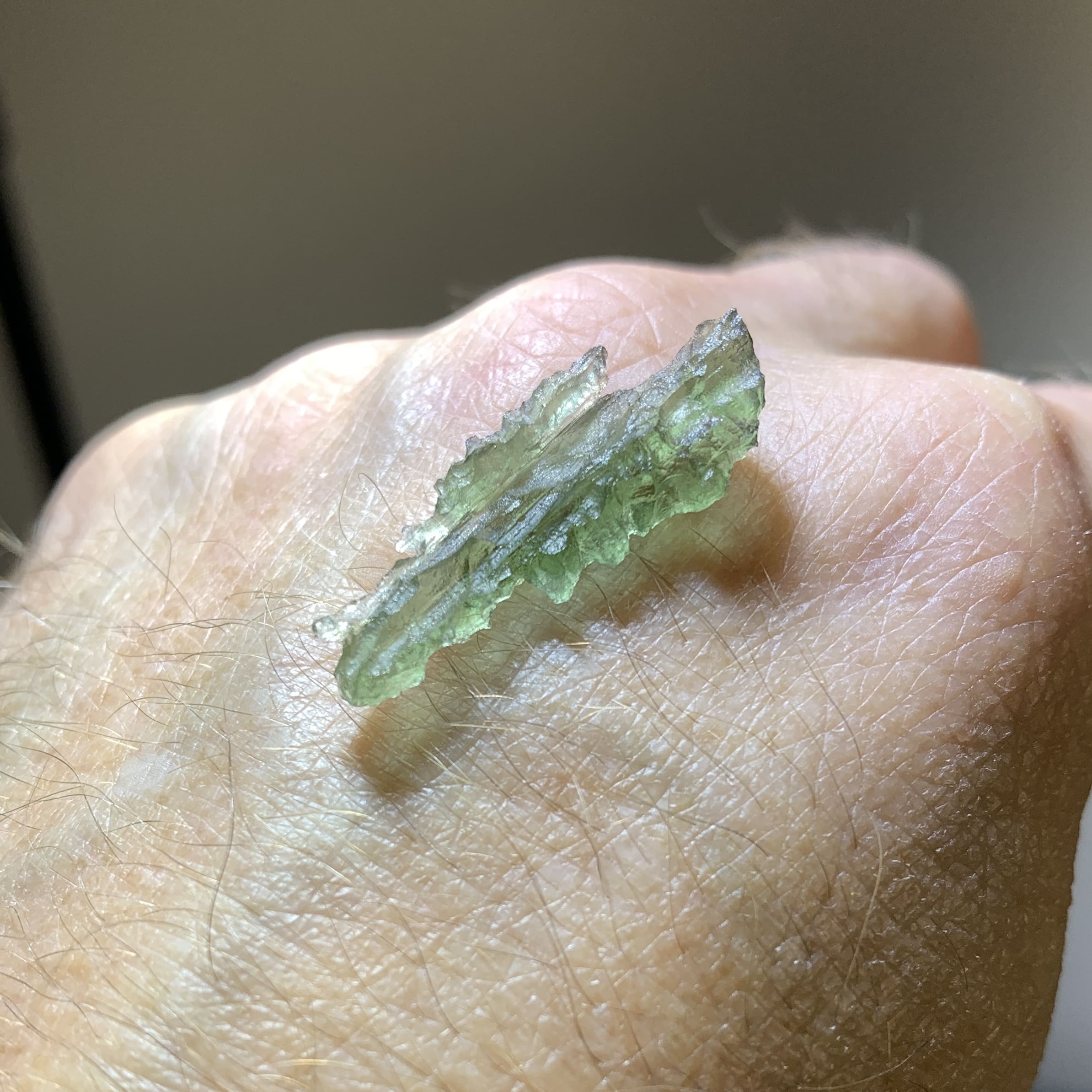 Moldavite (rough) Besednice 'jagged drop' (1.4gr)