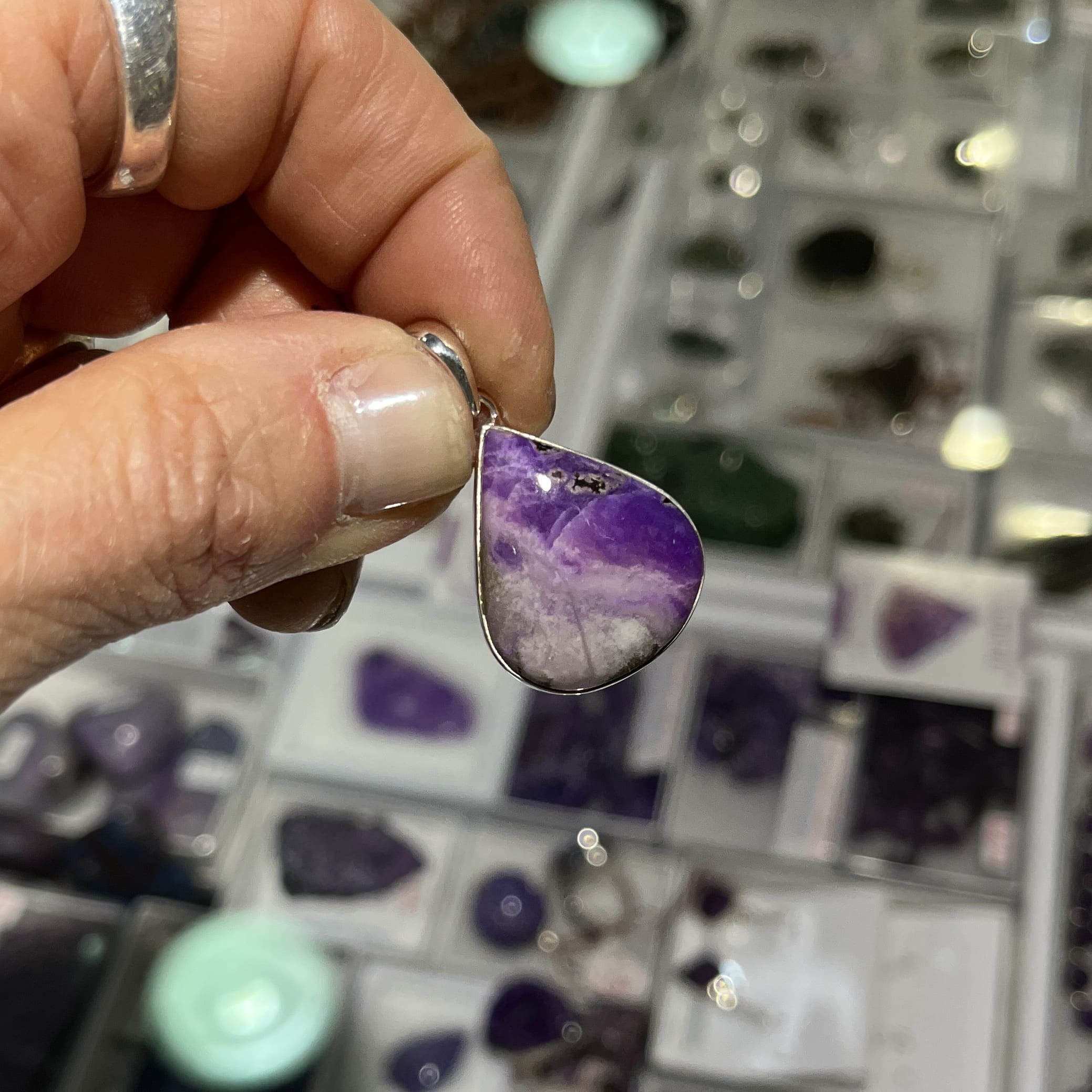 Sugilite pendant for necklace (gel) 'wide drop' healing crystal - Image 2